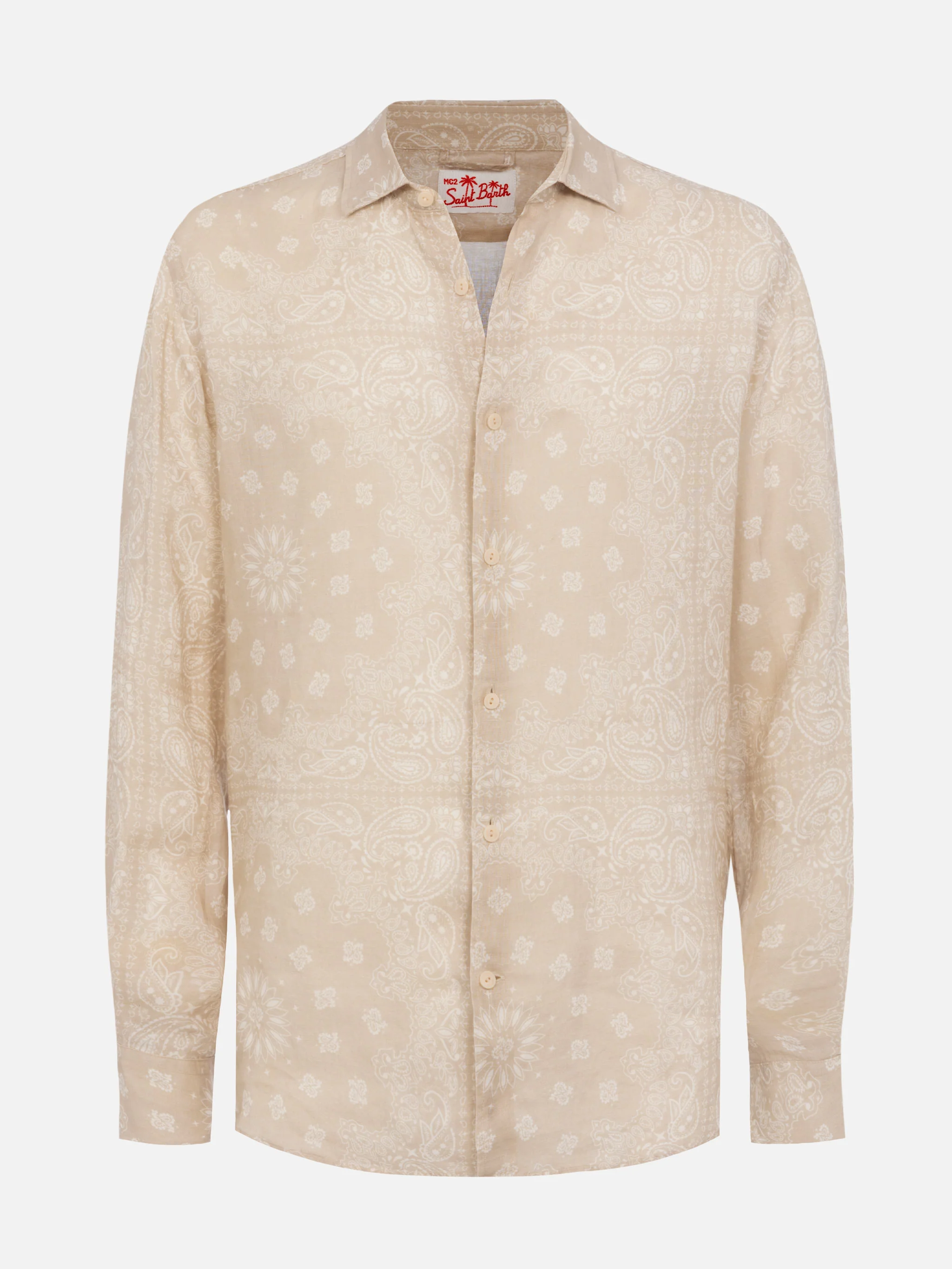 Linen shirt Pamplona with bandana print - Image 4