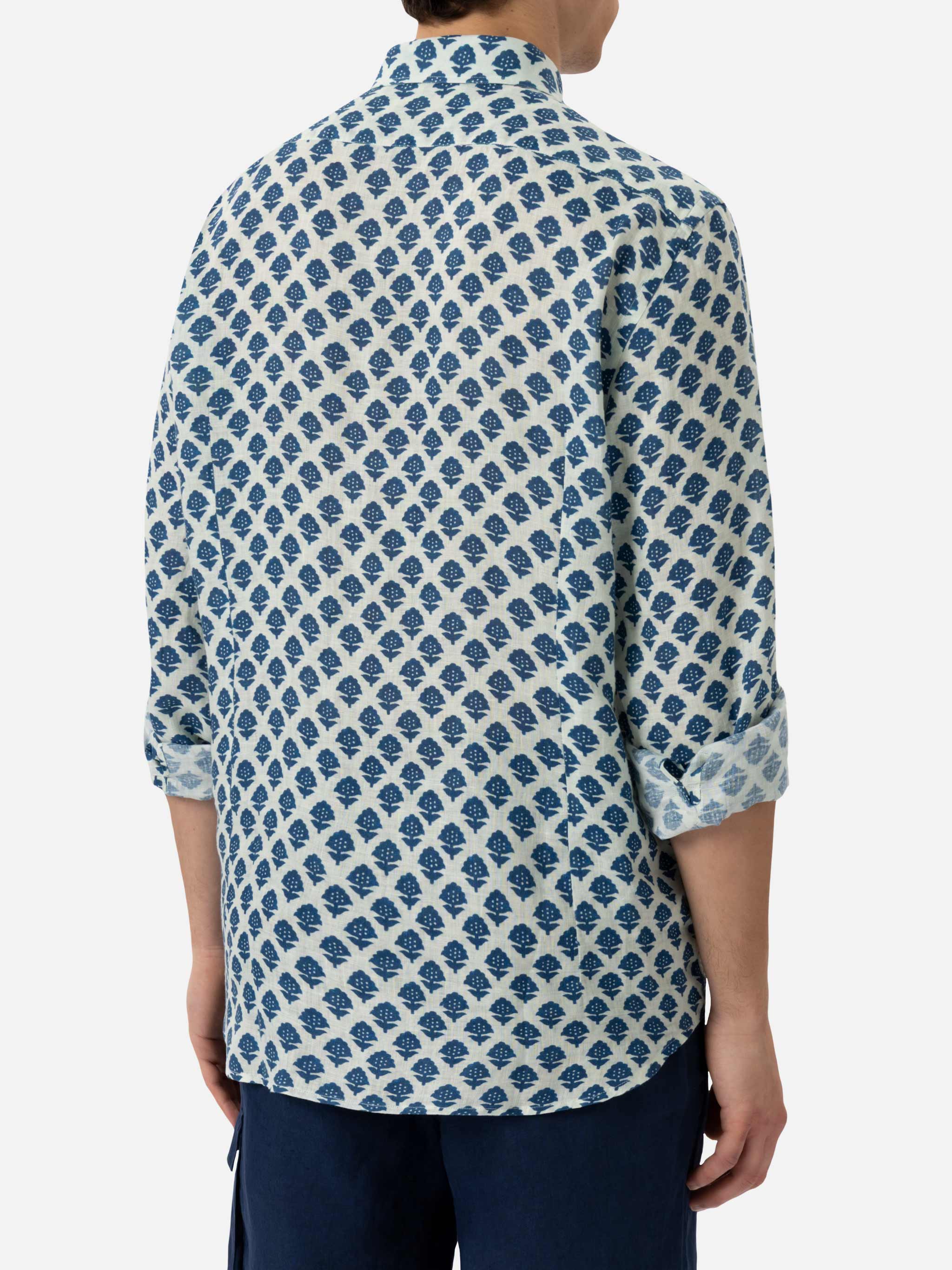 Linen shirt Pamplona with flower print - Image 3