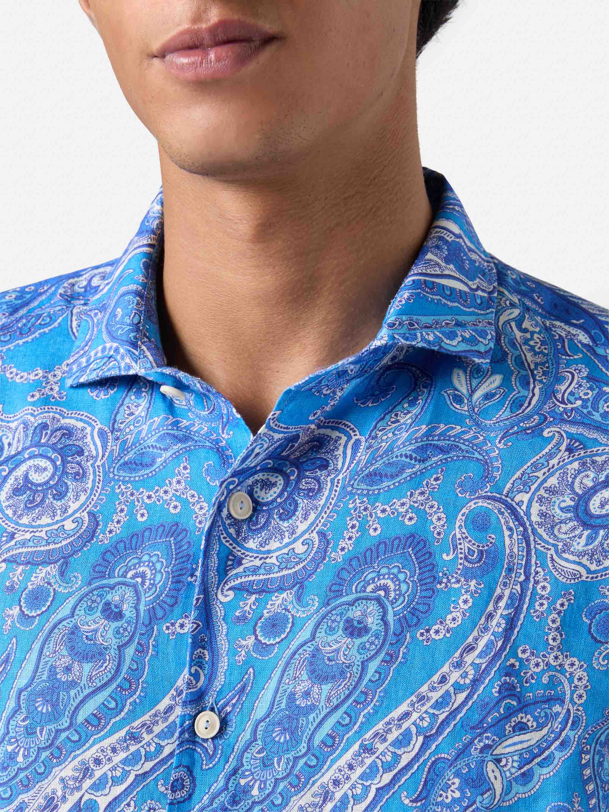 Linen shirt Pamplona with paisley print - Image 2