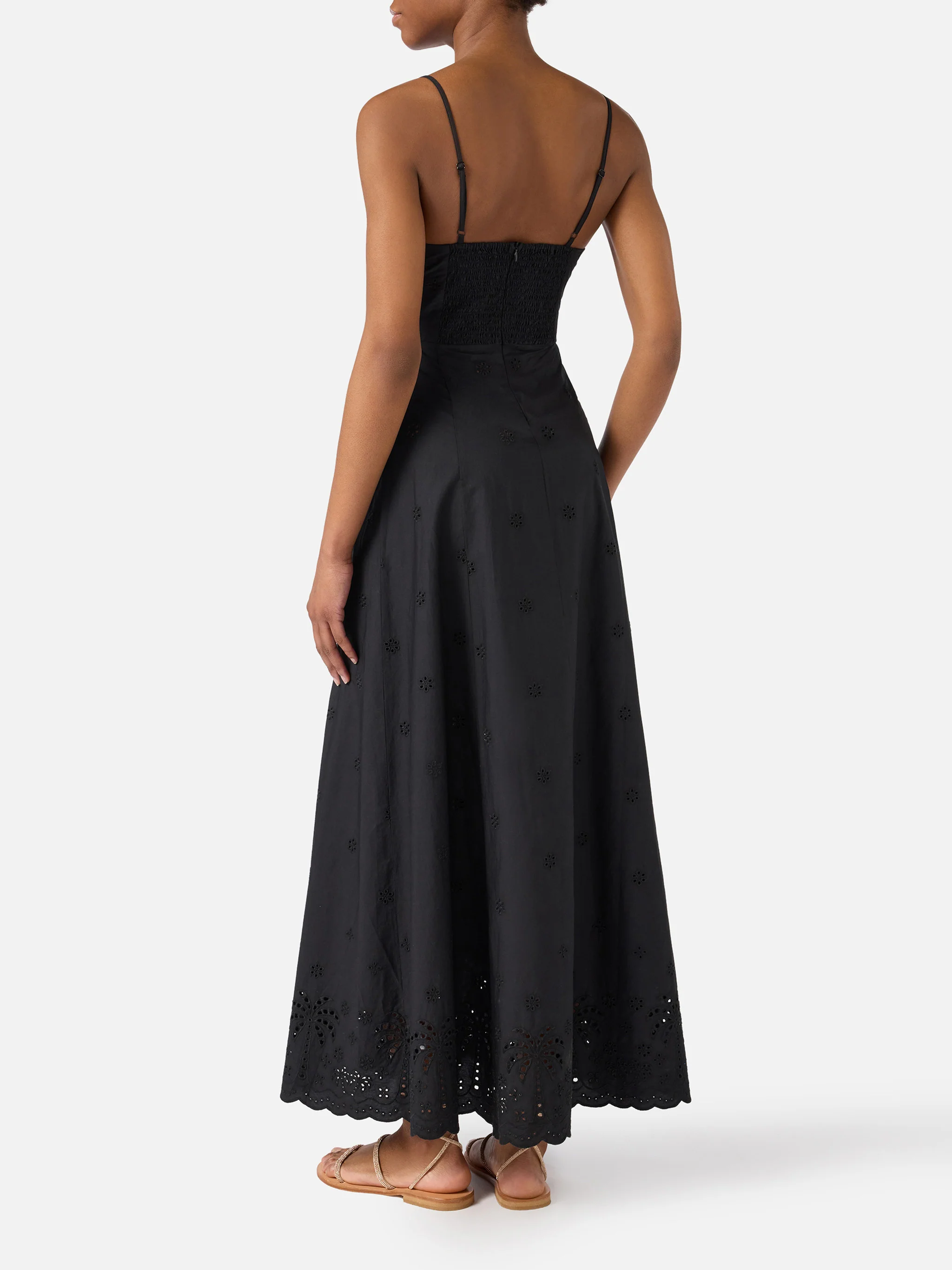 Long Guadalupe dress in black with embroidery - Image 3