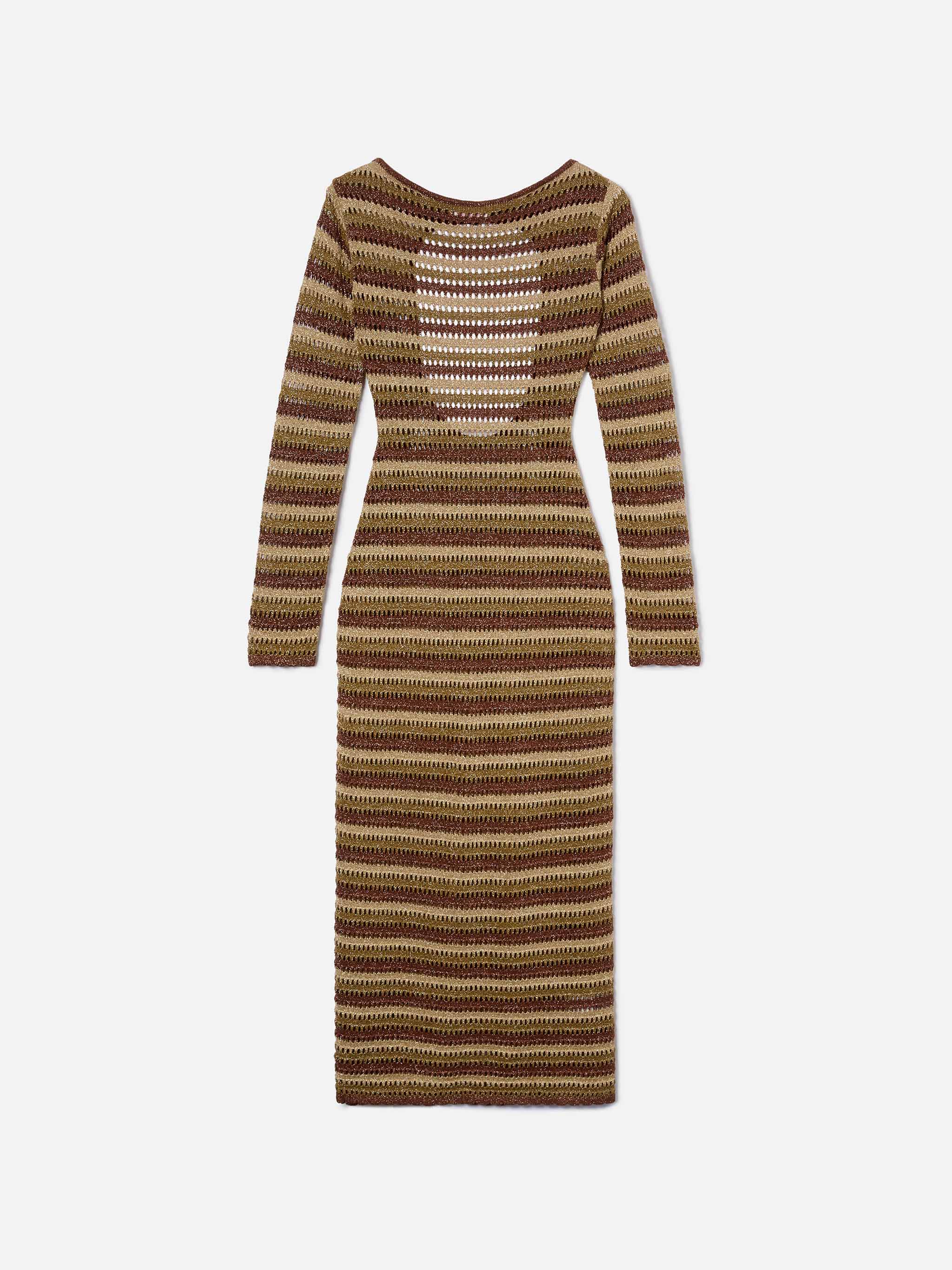 Long Robyn dress in striped crochet fabric - Image 4