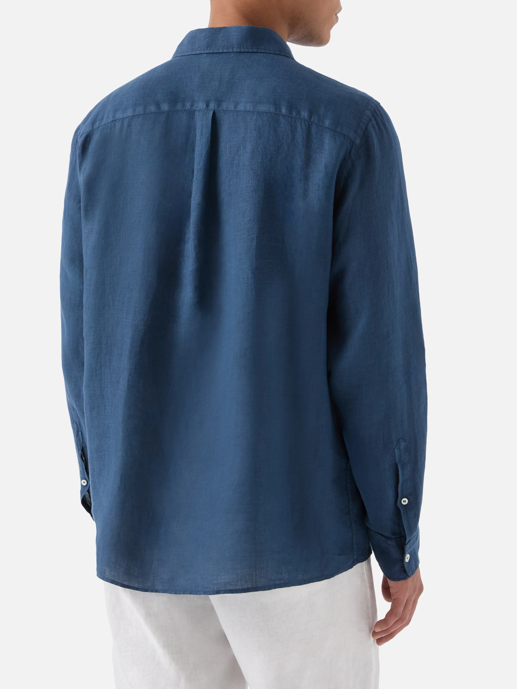 Raphael linen polo in navy blue - Image 3