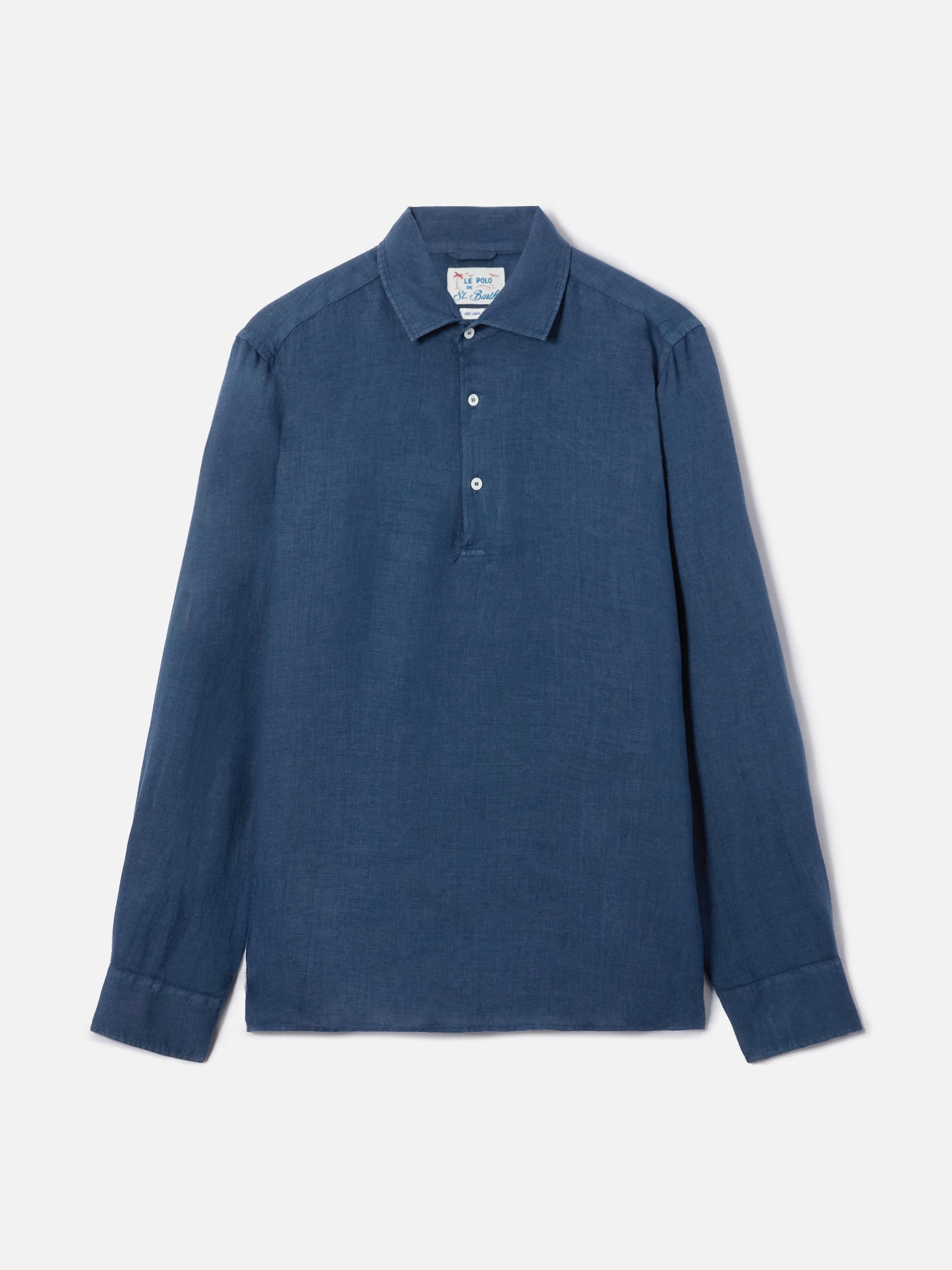 Raphael linen polo in navy blue - Image 5