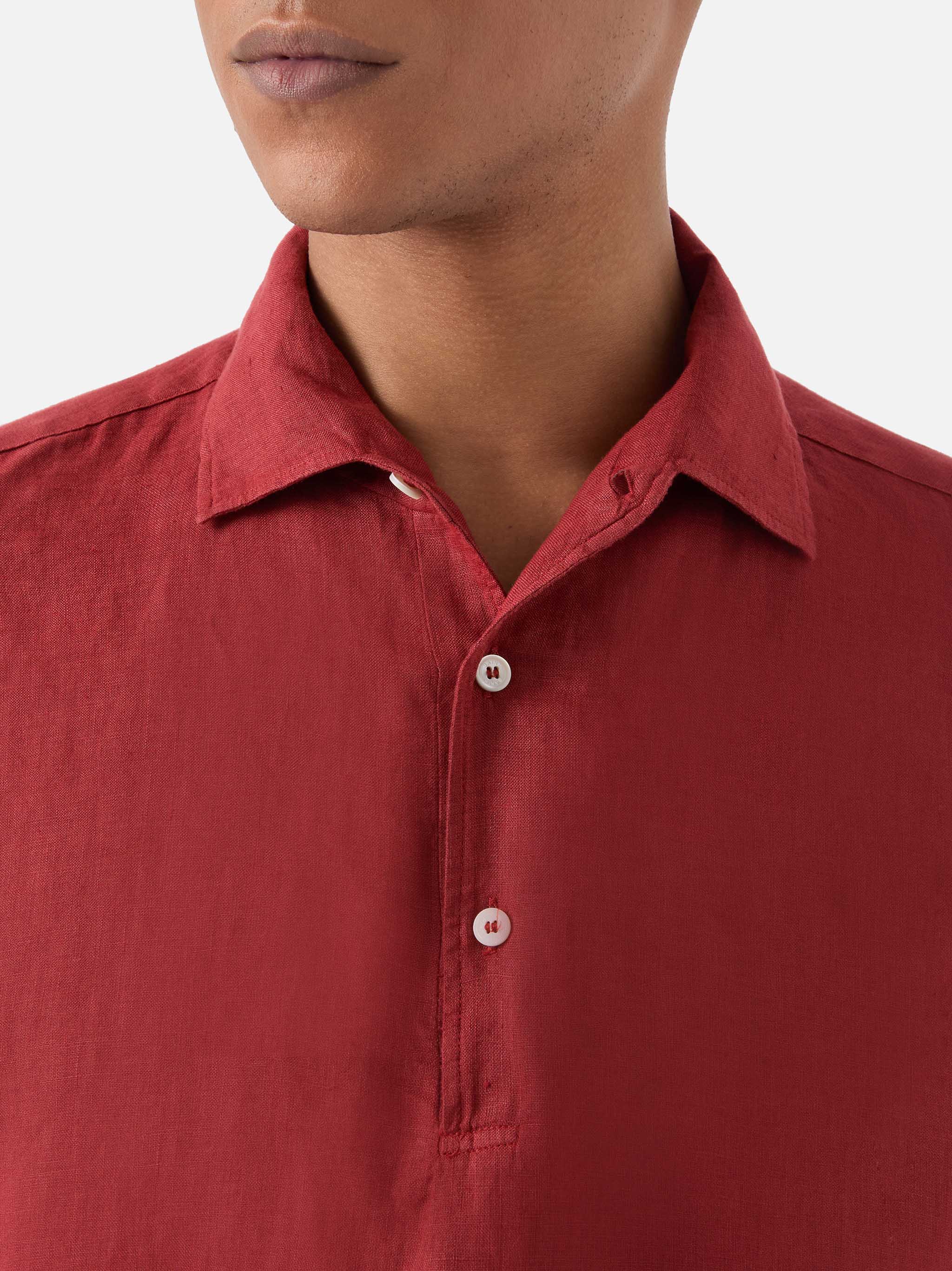 Raphael linen polo in red - Image 2