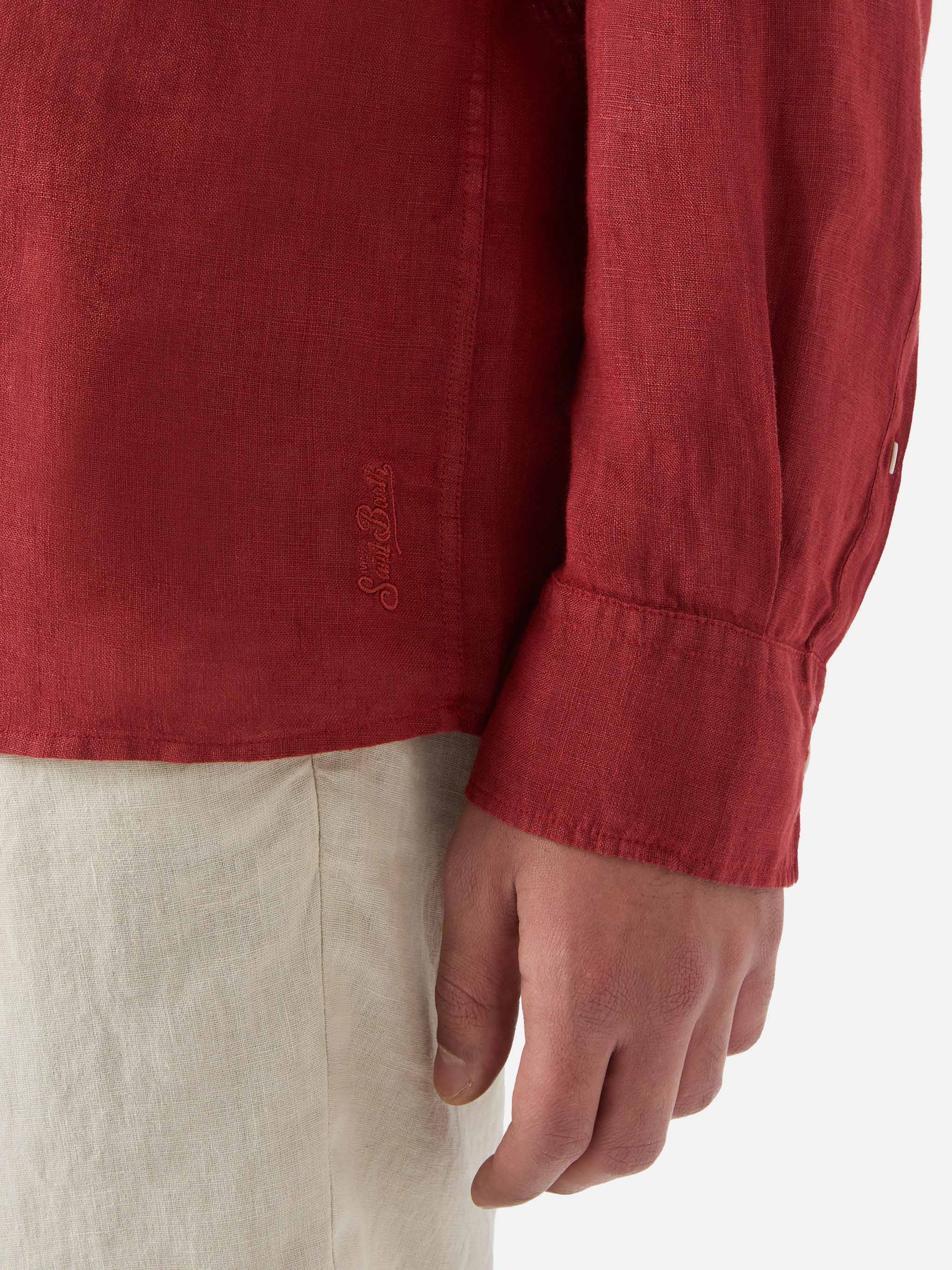Raphael linen polo in red - Image 4