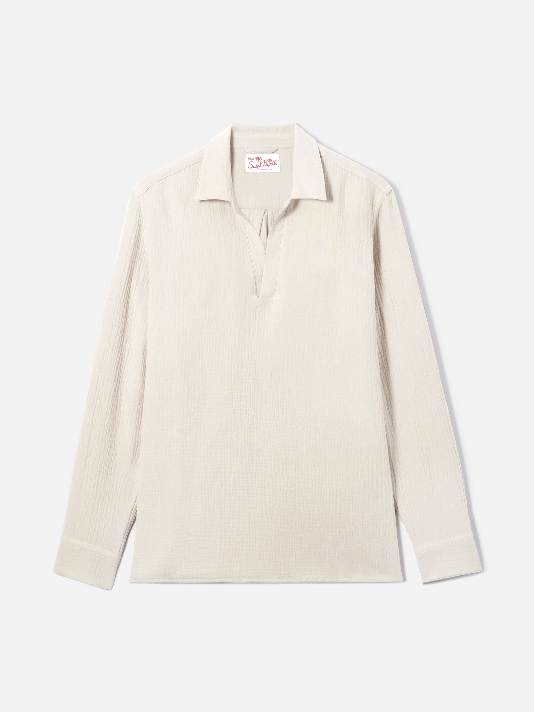 Ventotene waffle cotton polo in beige - Image 4