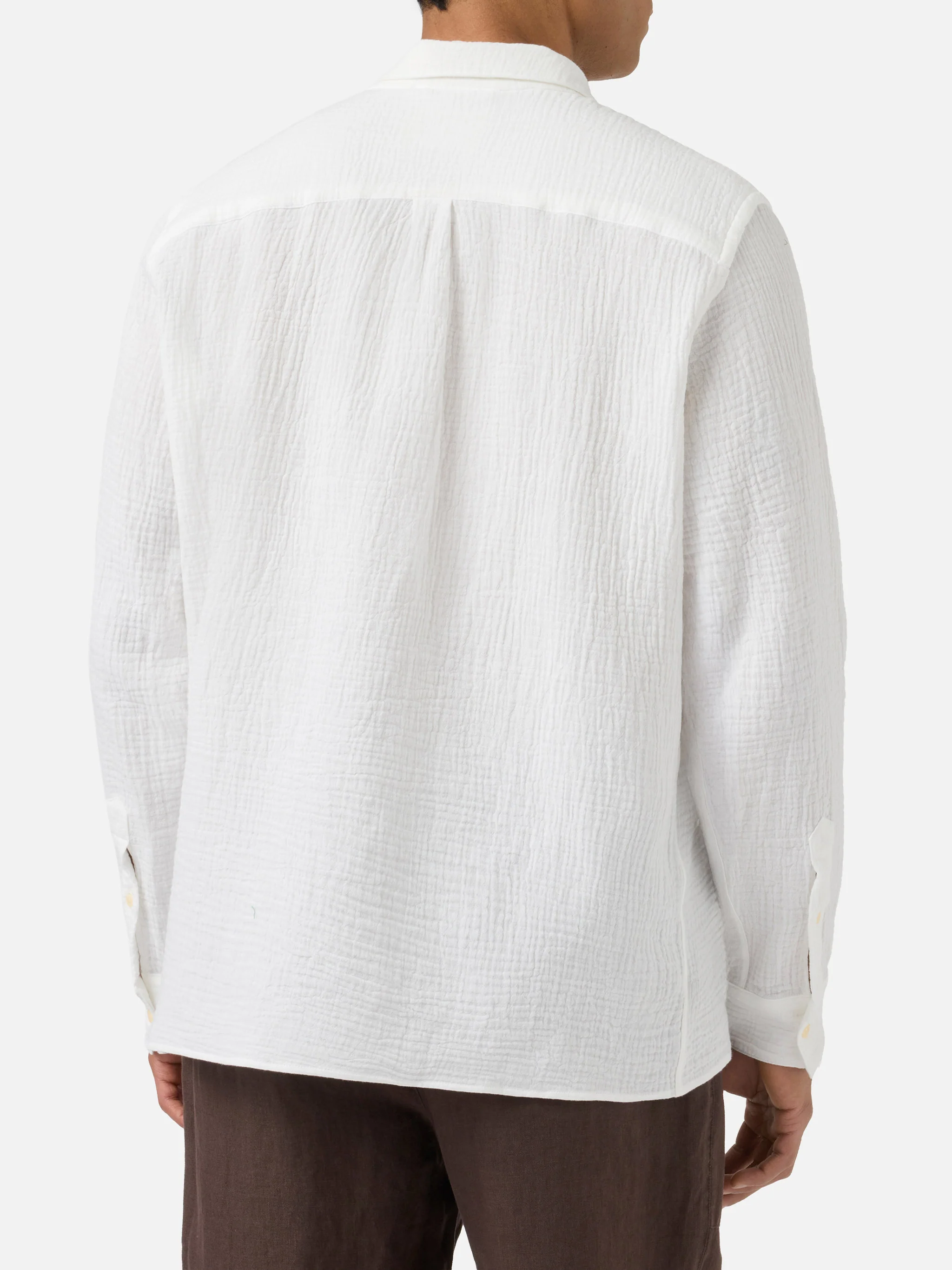 Long-sleeve Ventotene waffle cotton polo white - Image 3