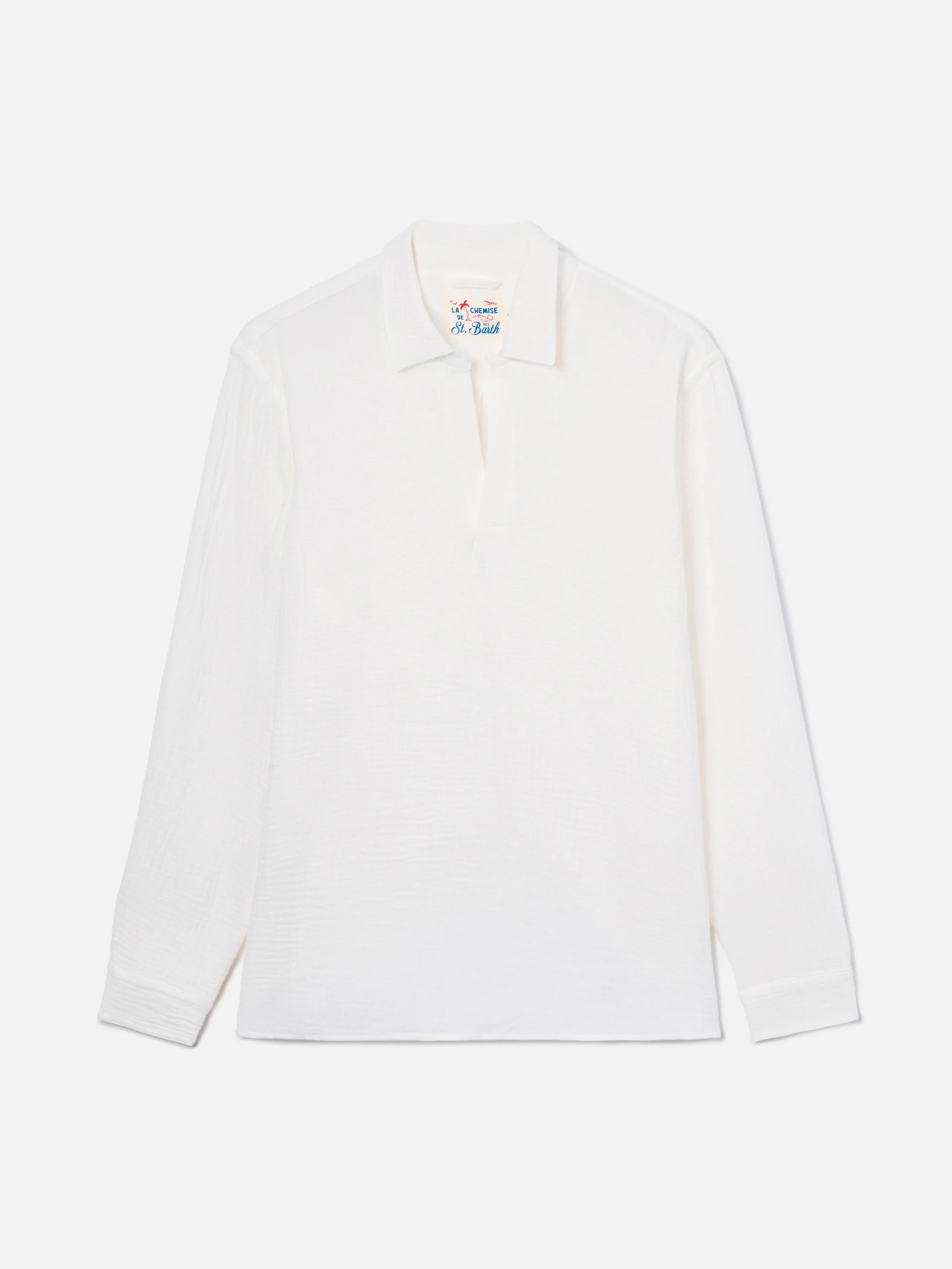 Long-sleeve Ventotene waffle cotton polo white - Image 4