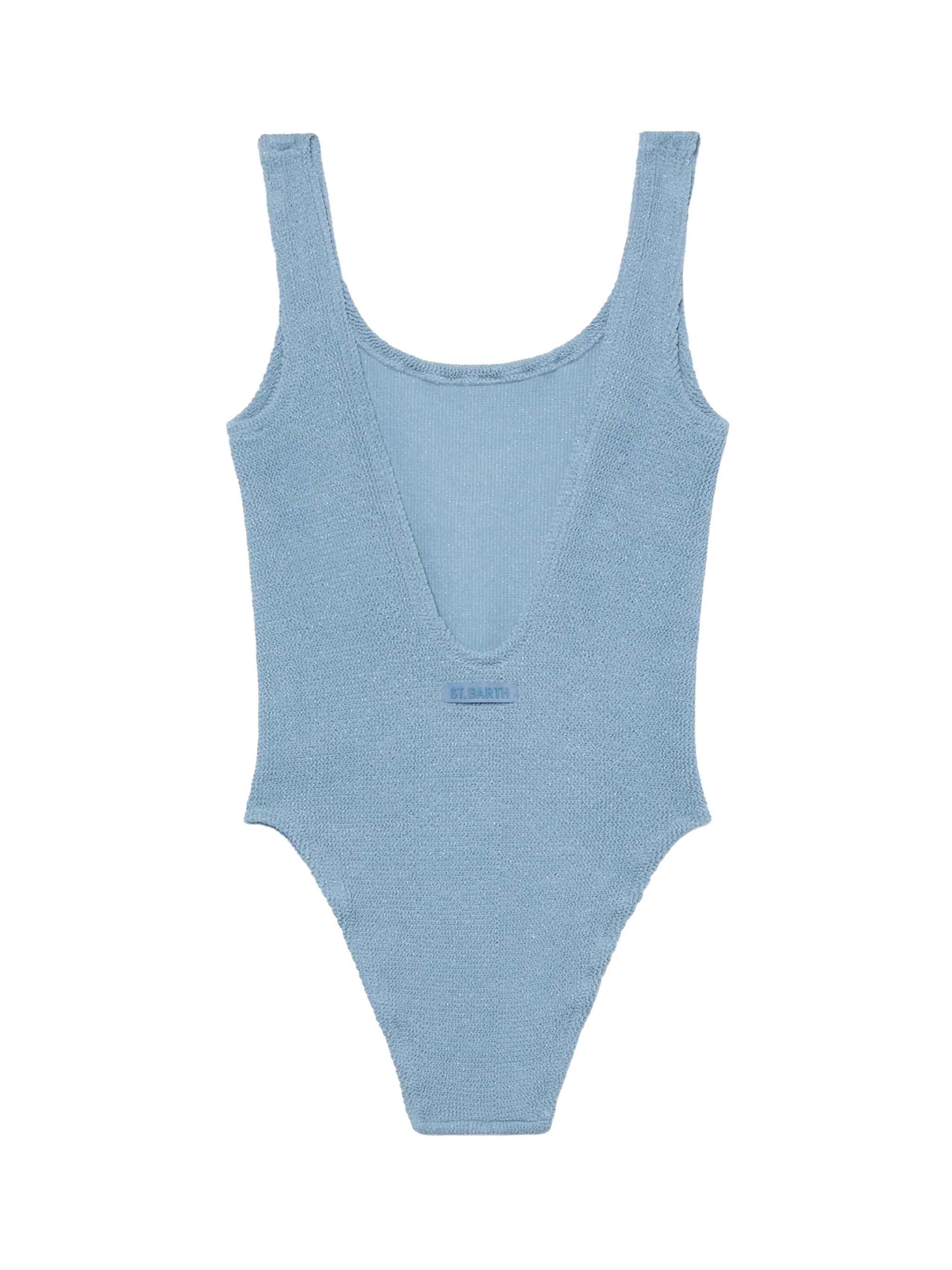 Lora crinkle lurex avio blue one-piece swimsuit - Image 3