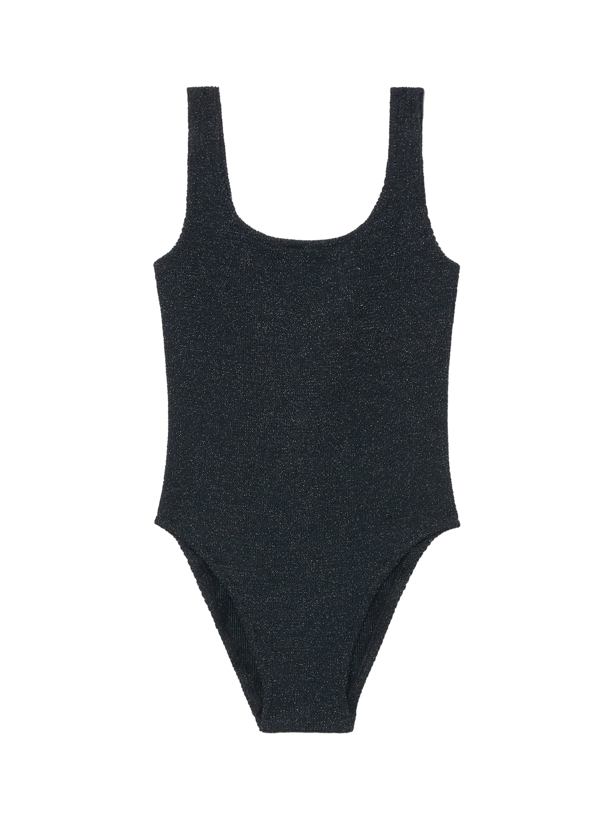 Lora crinkle lurex black one-piece swimsuit