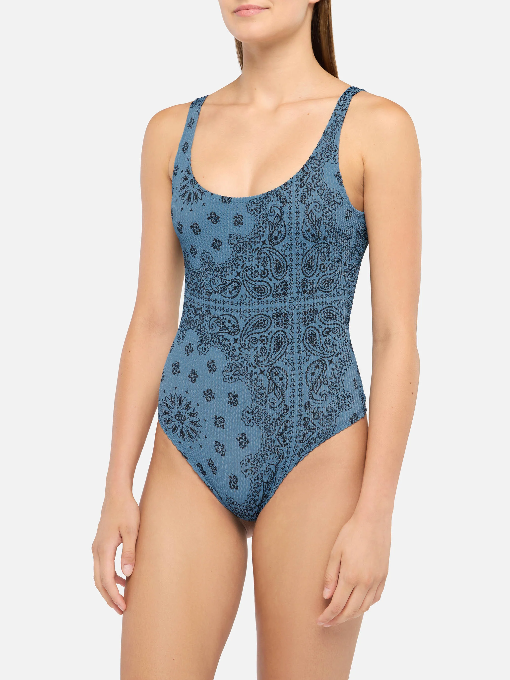 Lora crinkle one-piece swimsuit with bandana print - Image 2