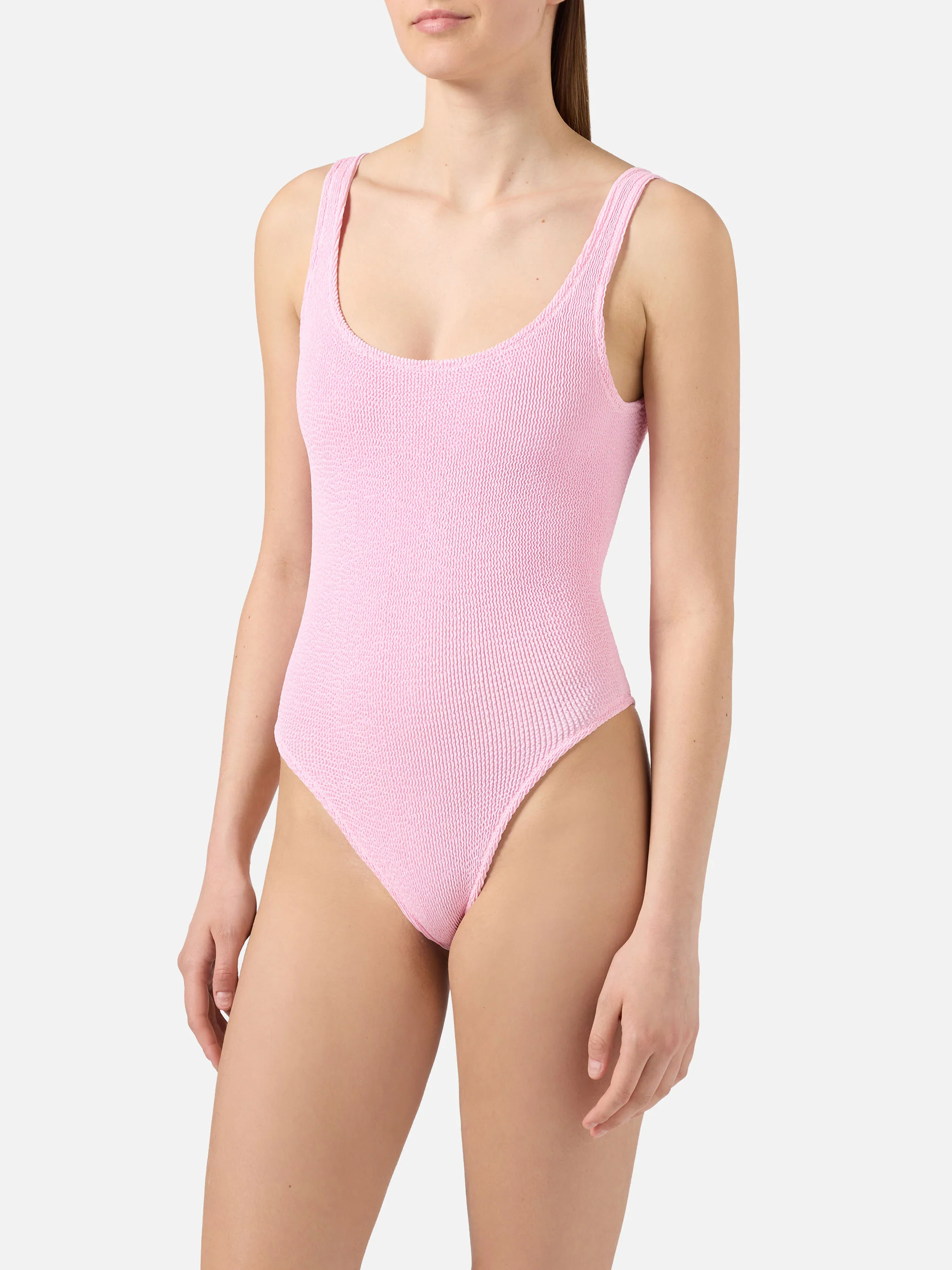 Lora one-piece swimsuit in pink crinkle - Image 2