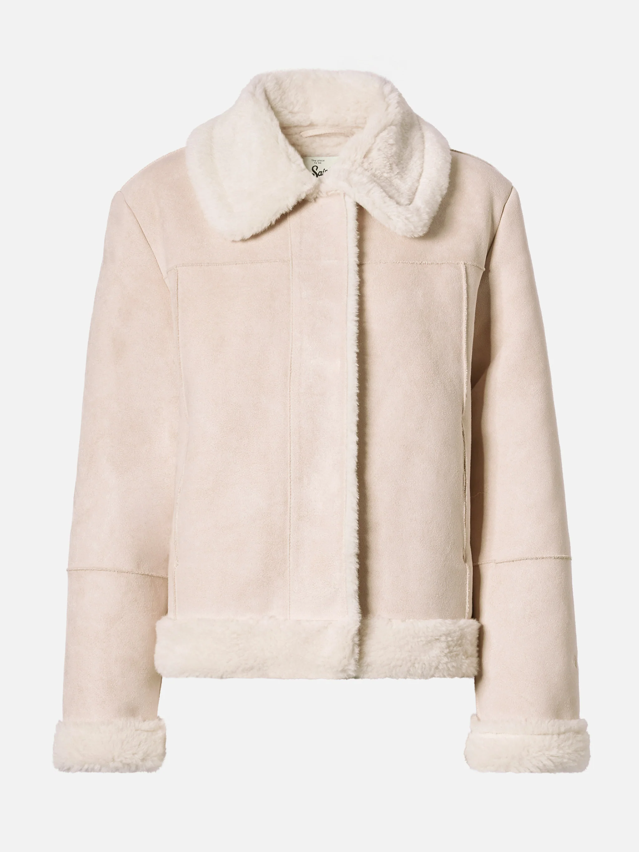 Lorayne faux-shearling jacket in cream with shearling trims - Image 6