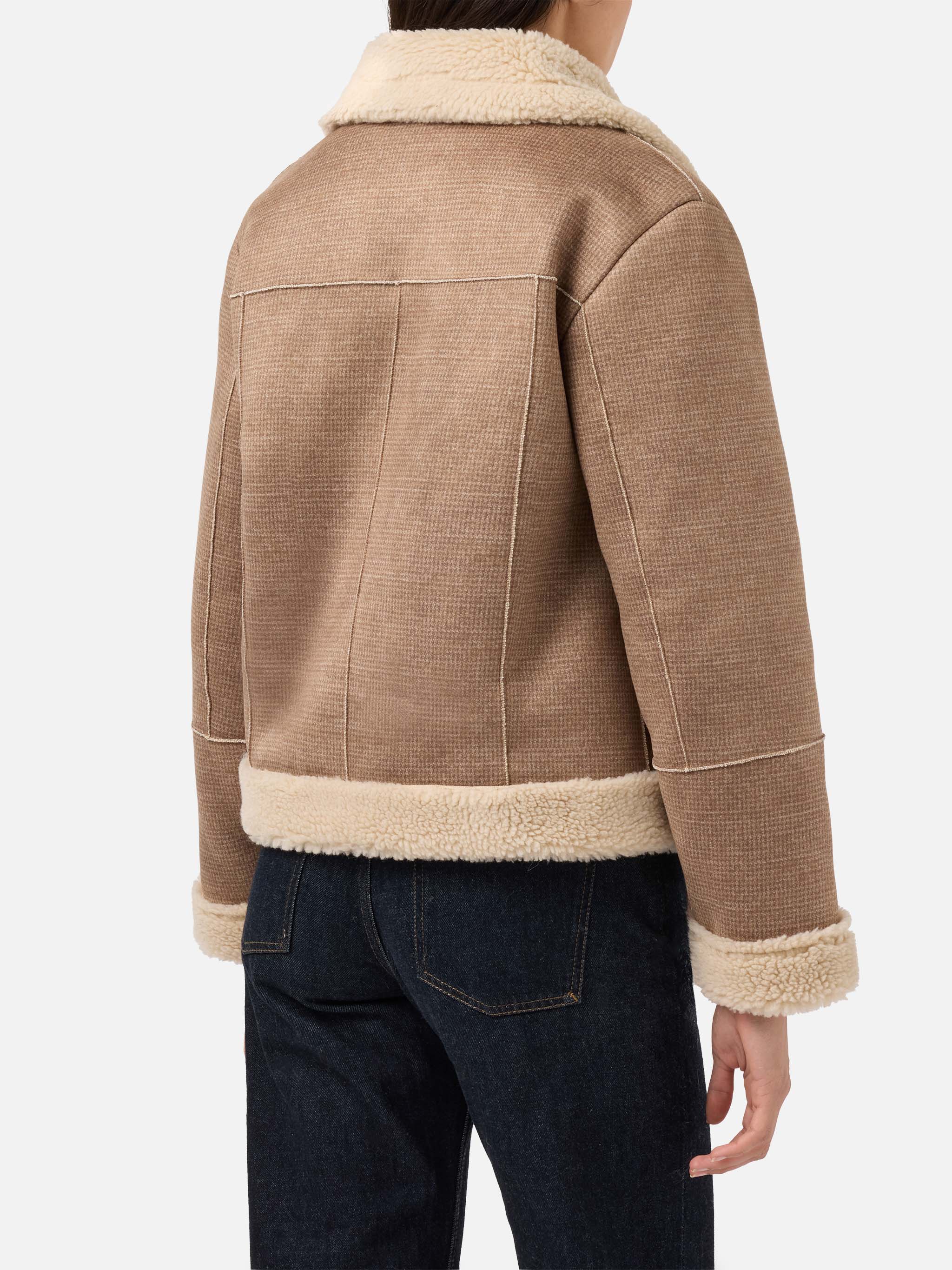 Lorayne faux-shearling jacket in houndstooth with shearling trims - Image 4