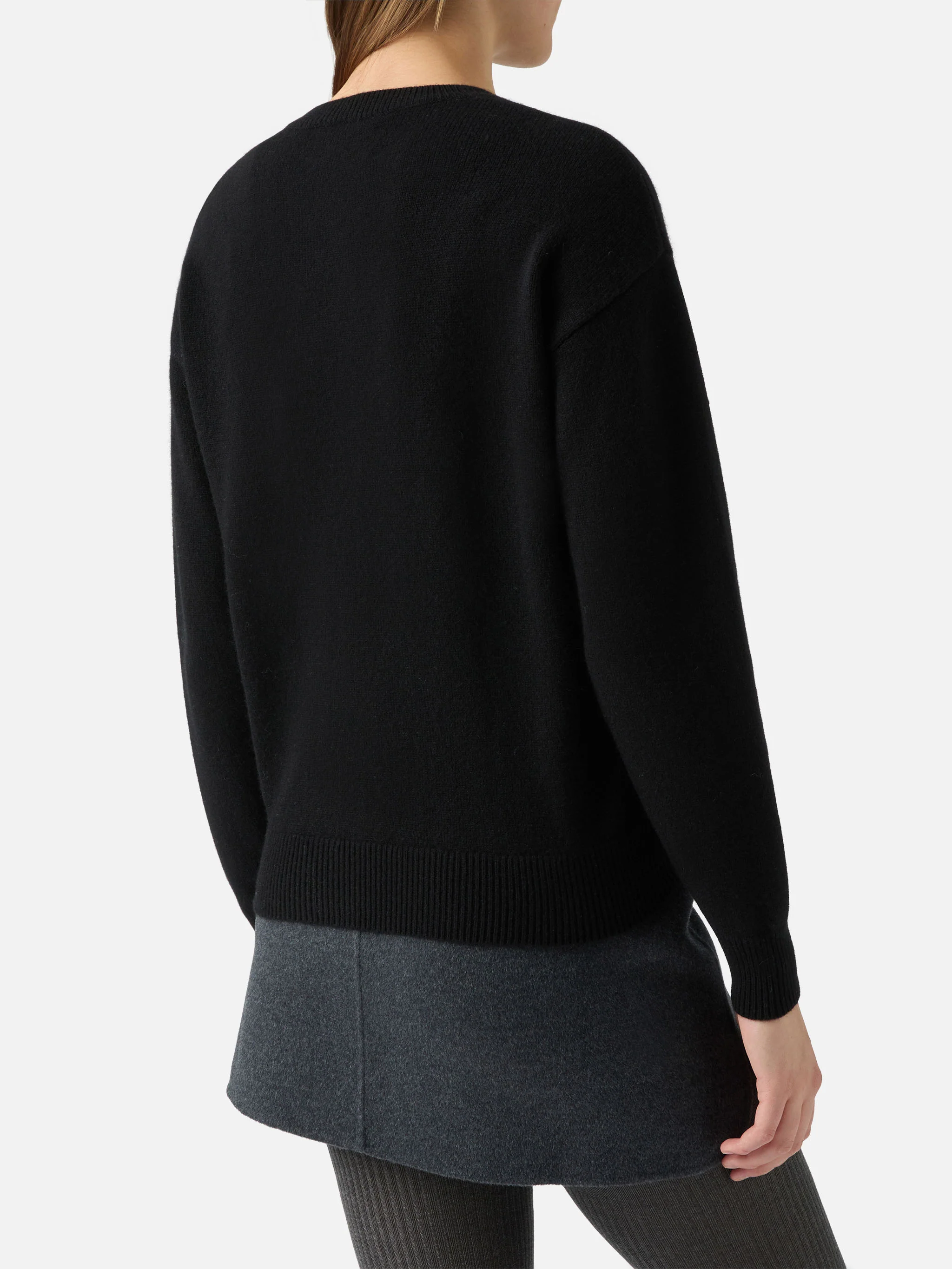 Louise cashmere sweater in black with St. Moritz rhinestone appliqué - Image 3
