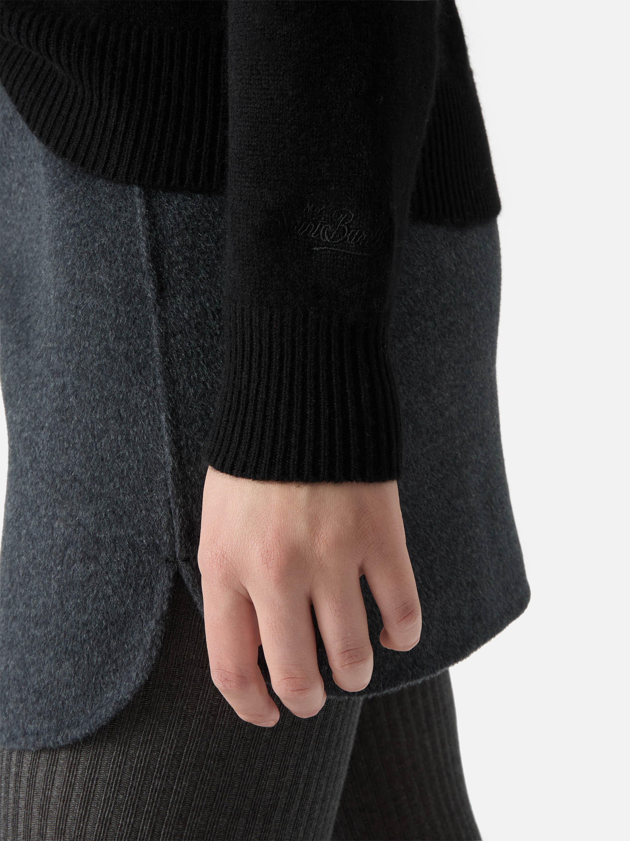 Louise cashmere sweater in black with St. Moritz rhinestone appliqué - Image 4