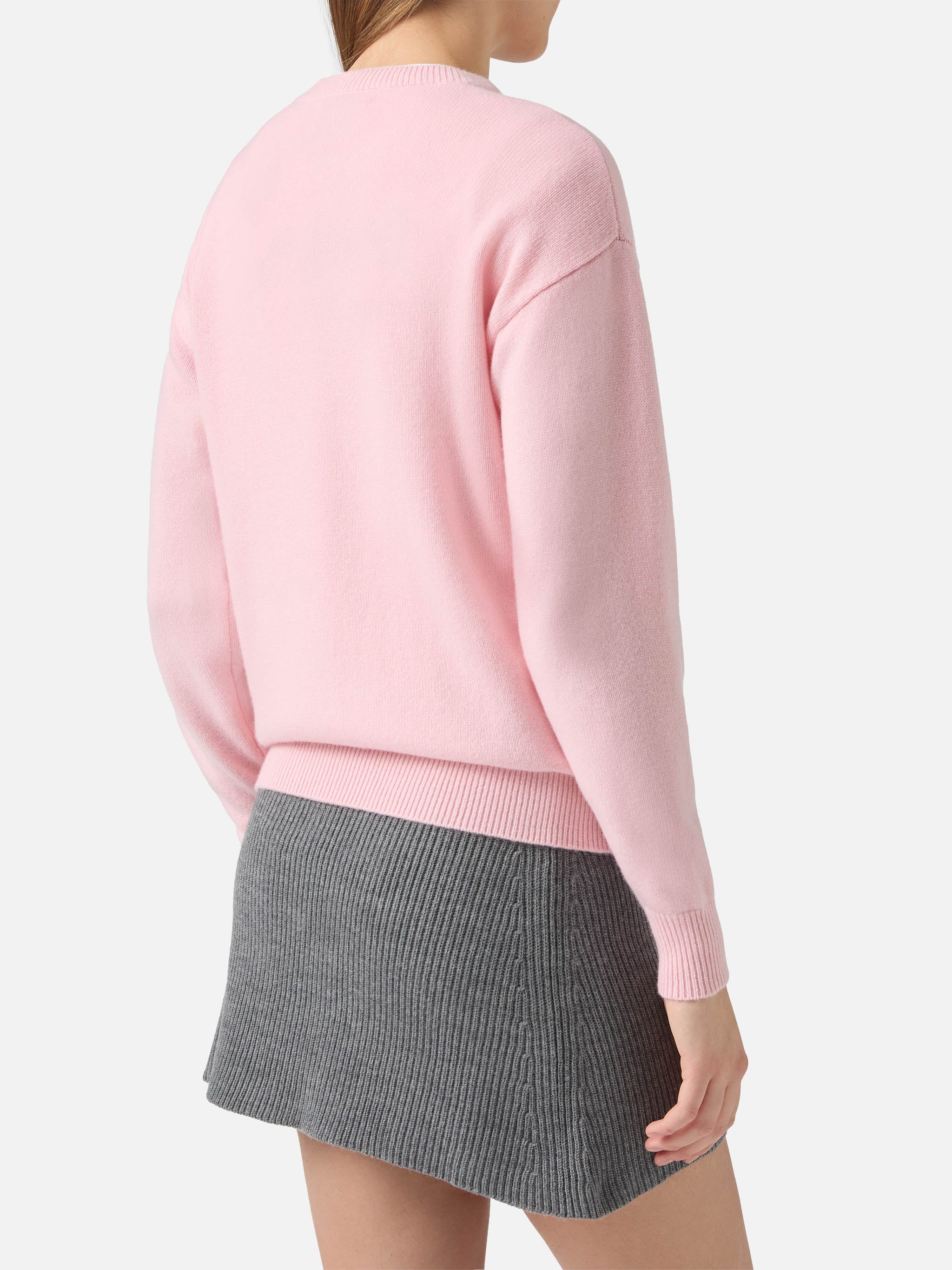 Louise cashmere sweater in pink with St. Moritz rhinestone appliqué - Image 3