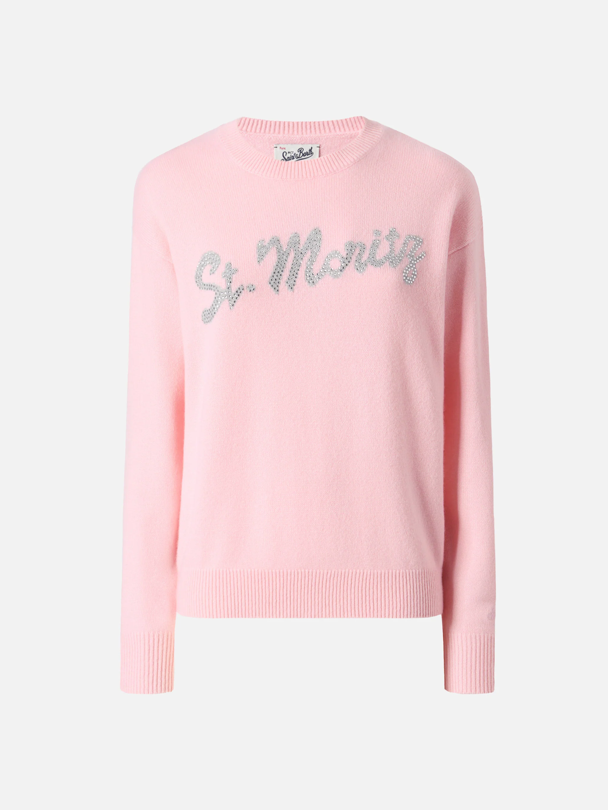 Louise cashmere sweater in pink with St. Moritz rhinestone appliqué - Image 5