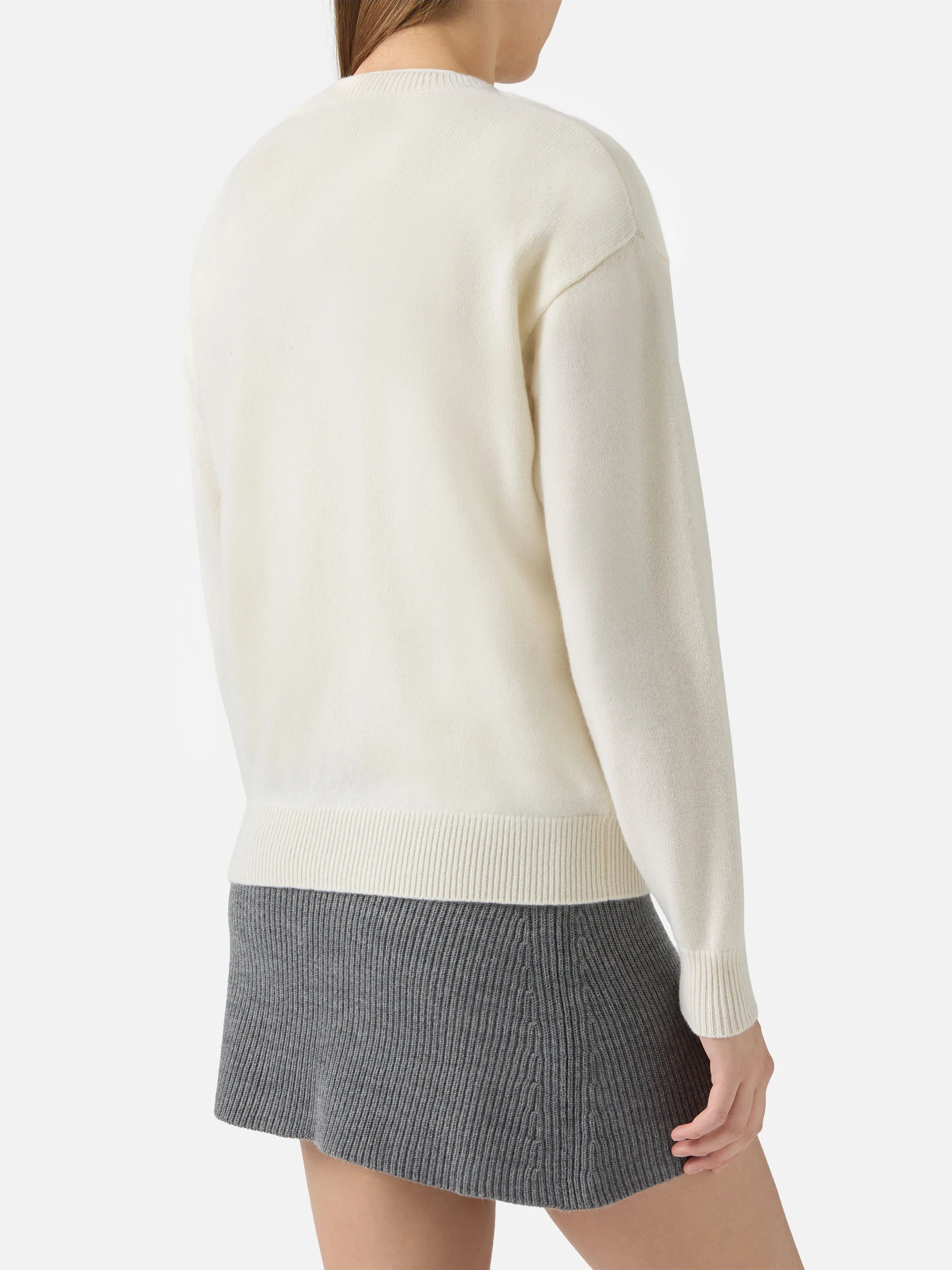 Louise cashmere sweater in white with St. Moritz rhinestone appliqué - Image 3