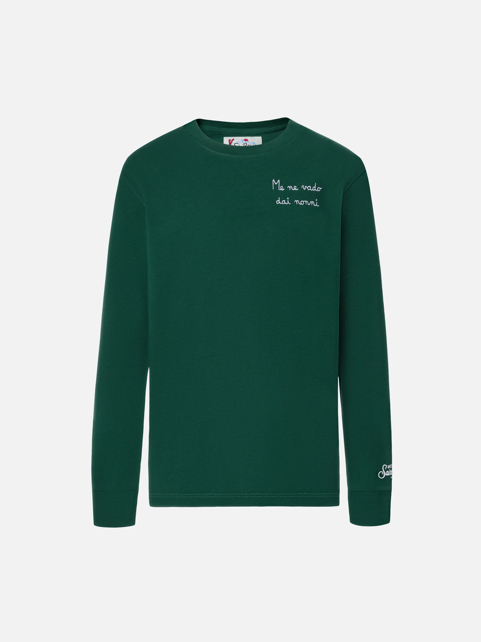 Luton Jr green t-shirt Me ne vado dai nonni embroidery