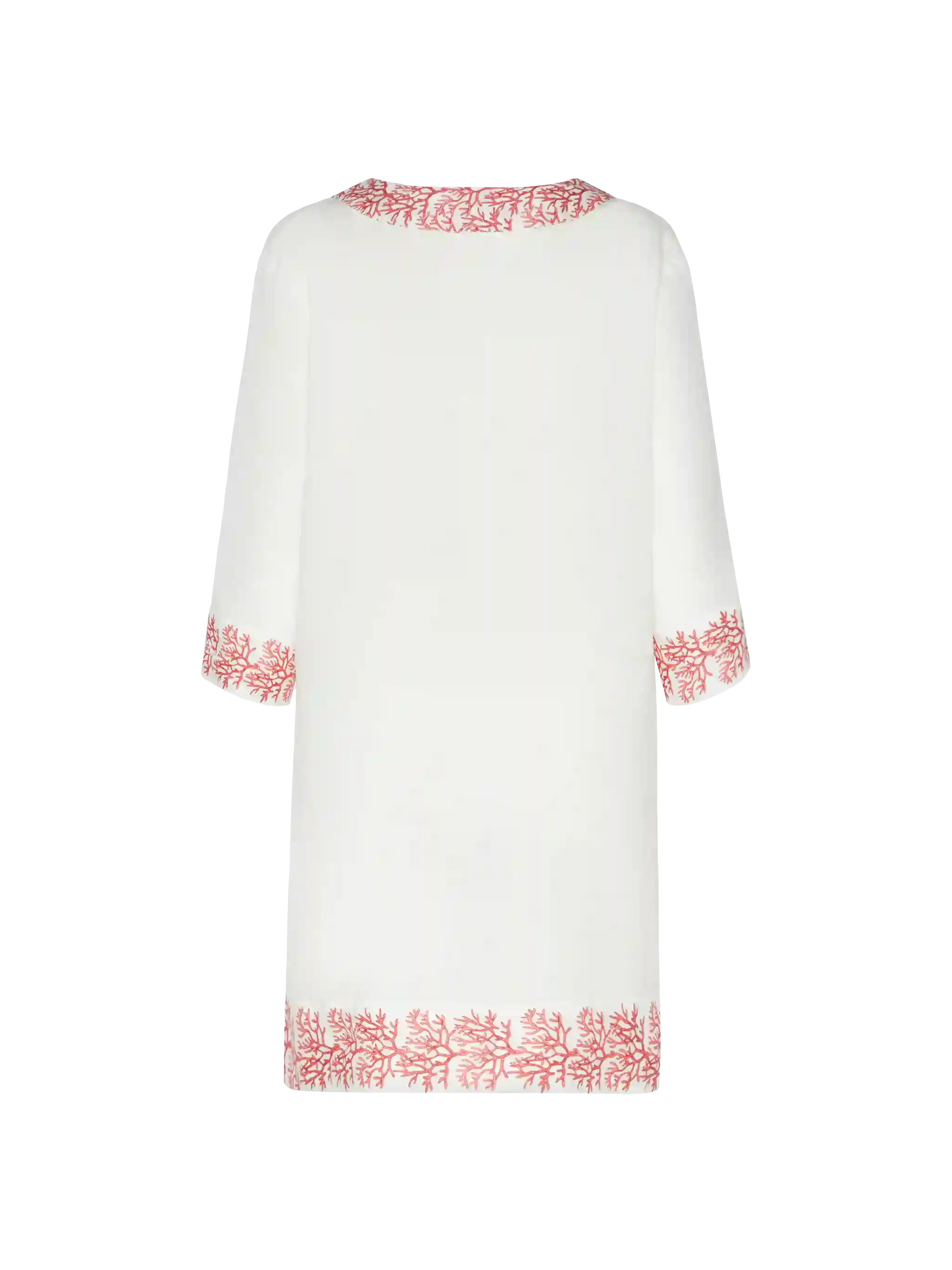 Macha linen tunic dress with coral print - Image 5
