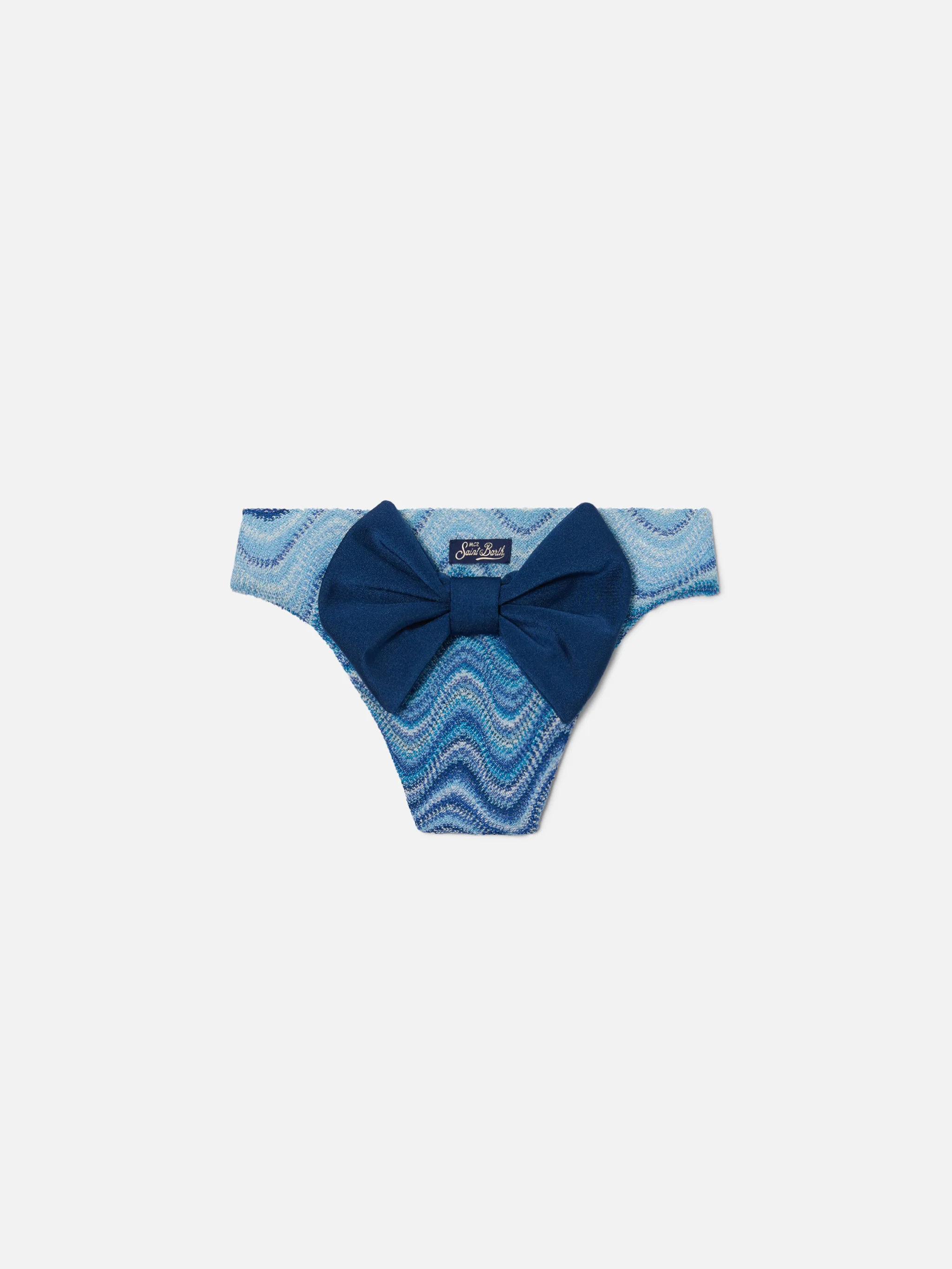Madame raschel swim briefs with wave motif in shades of blue - Image 2