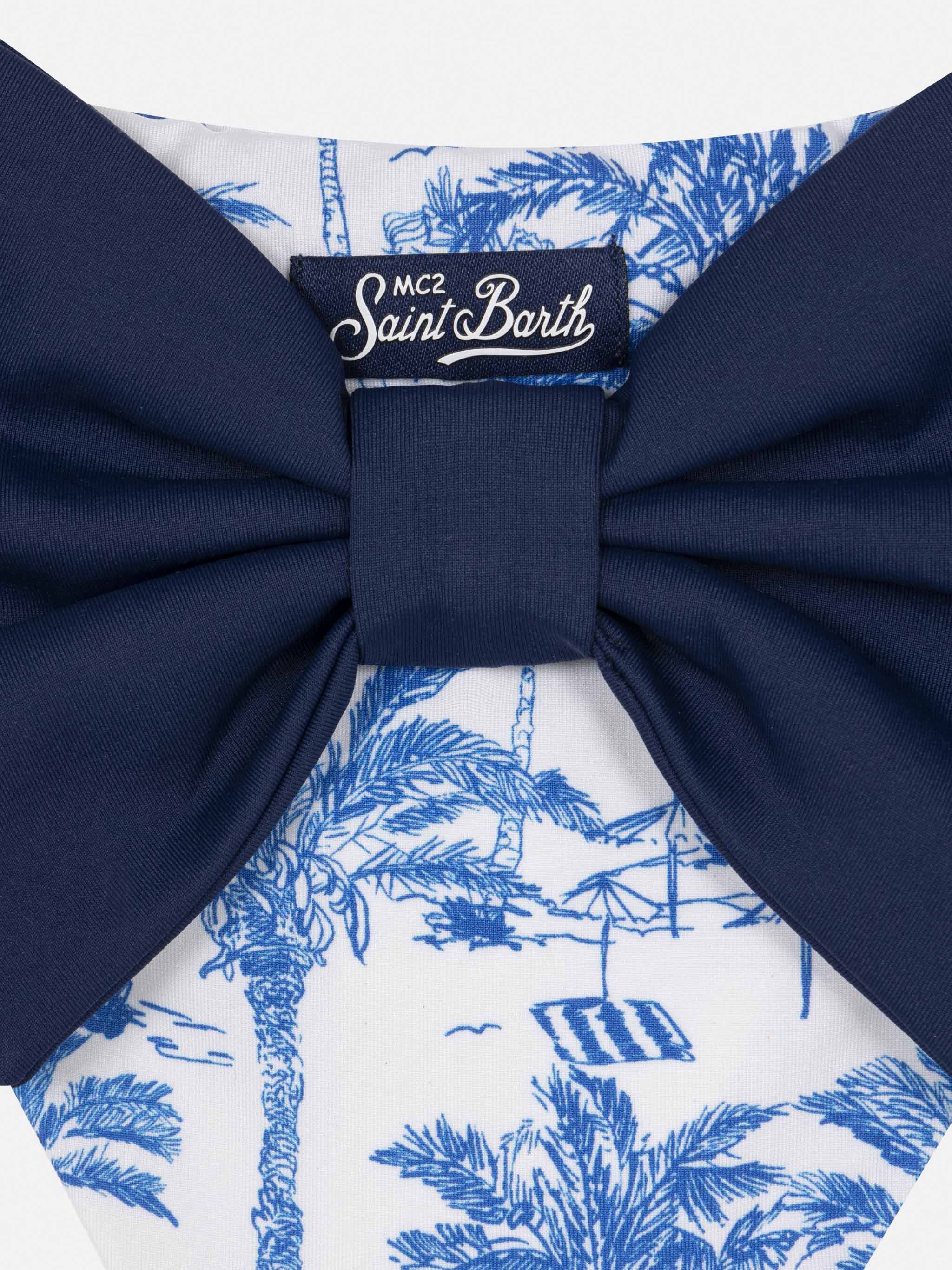 Madame swim briefs with bow and toile de jouy print - Image 3