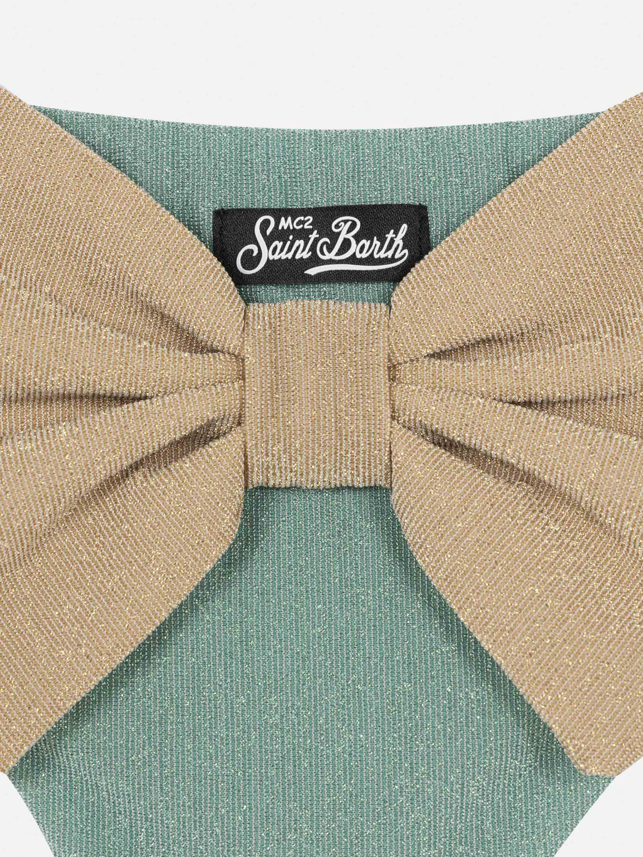 Madame water green lurex swim briefs with bow - Image 3