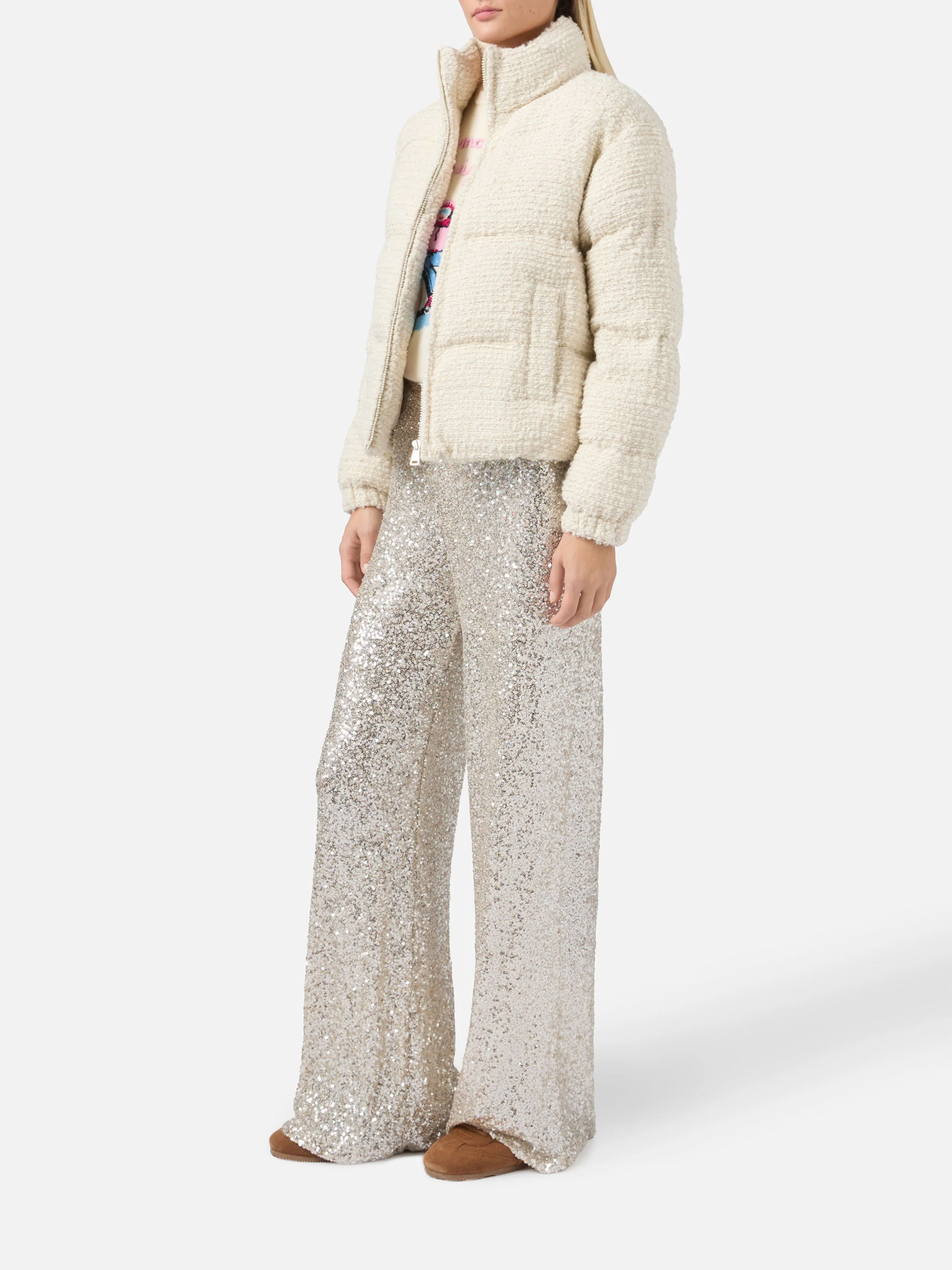 Maddy Tweed padded jacket in lurex tweed - Image 2