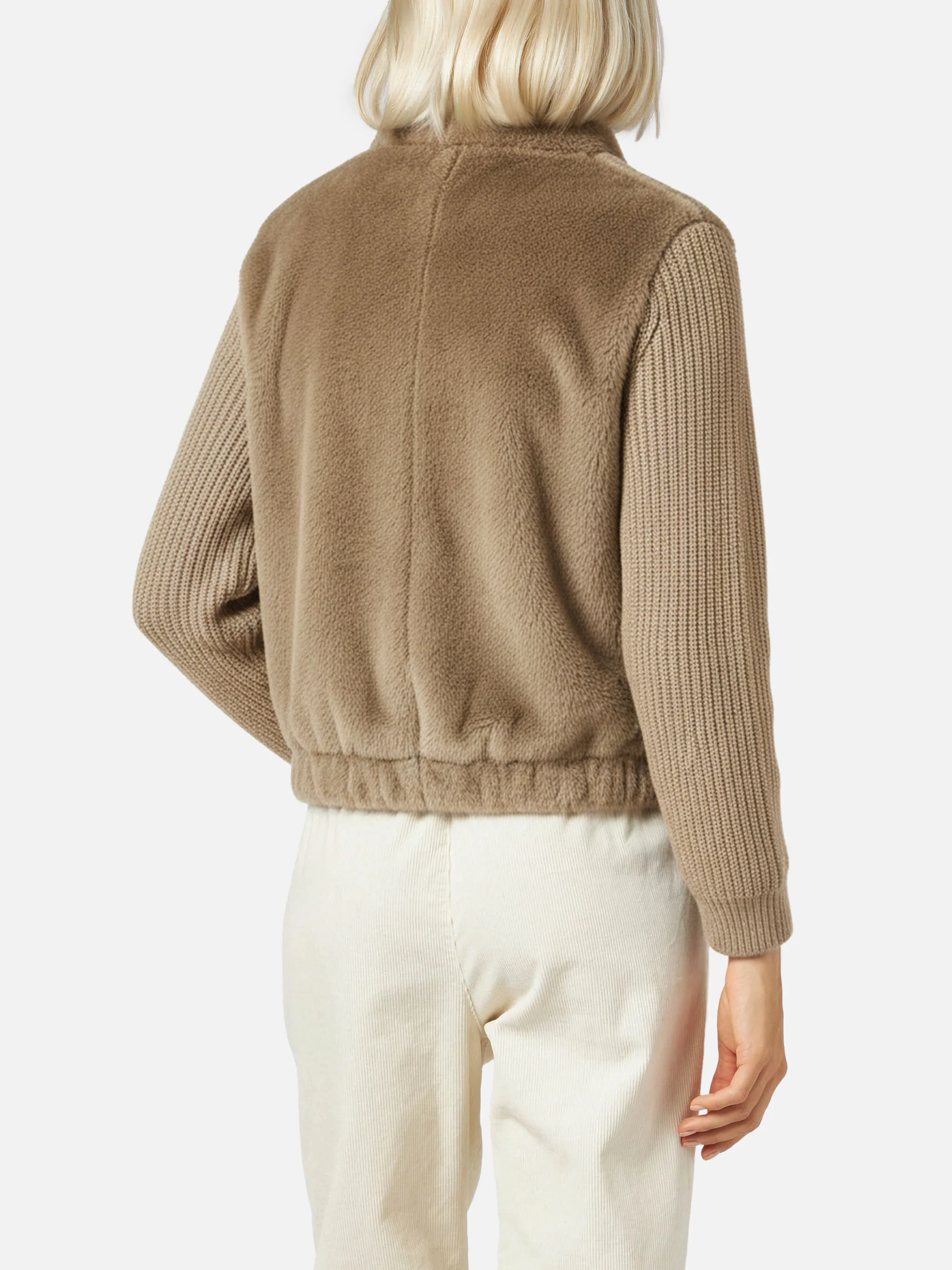 Mael faux-fur gilet with knit sleeves - Image 3