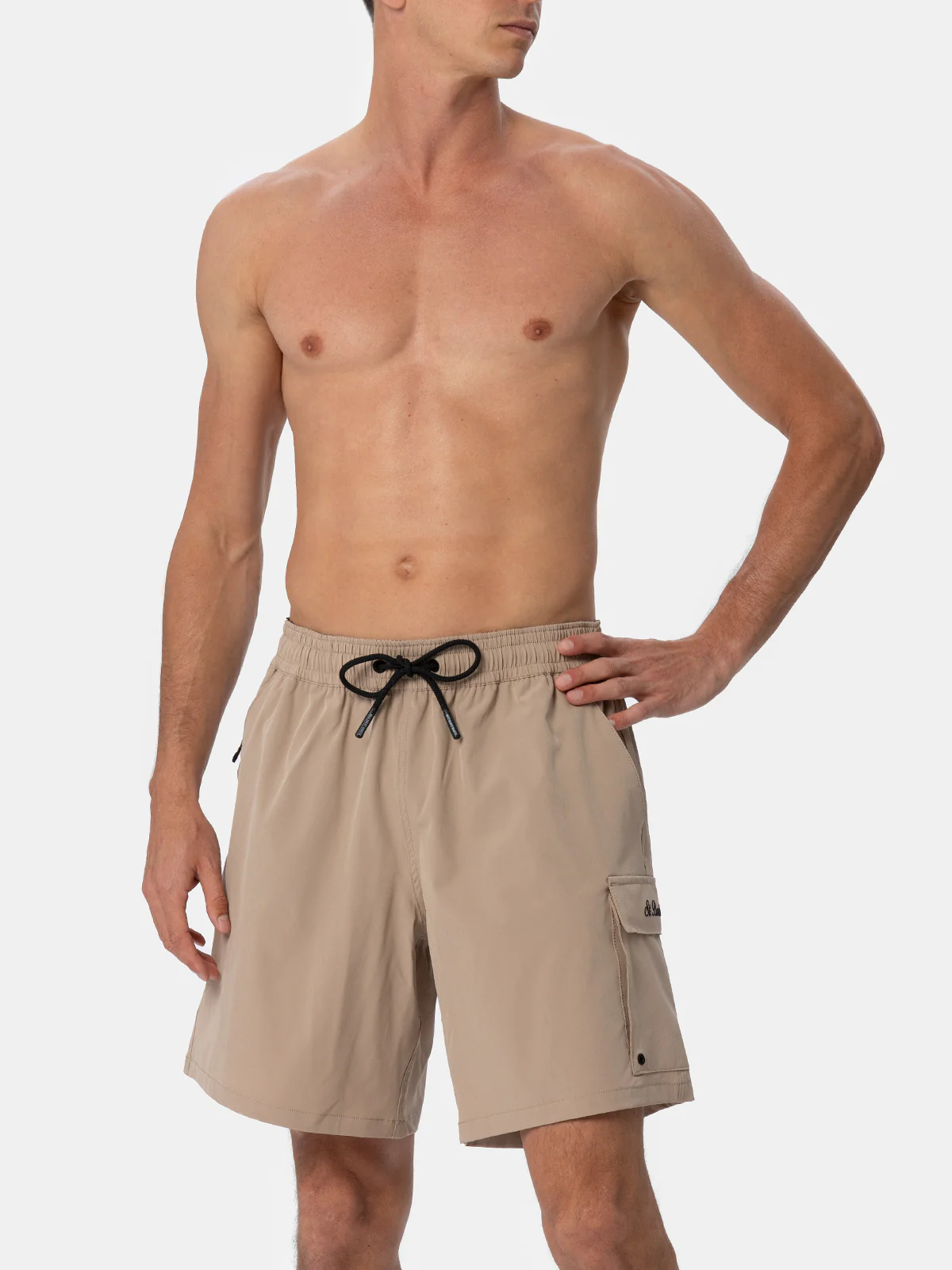 Beige classic stretch Comfort Travel swim shorts - Image 4