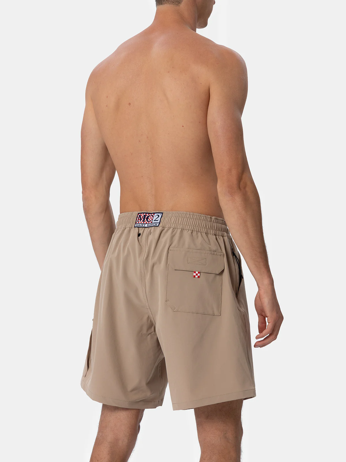 Beige classic stretch Comfort Travel swim shorts - Image 5