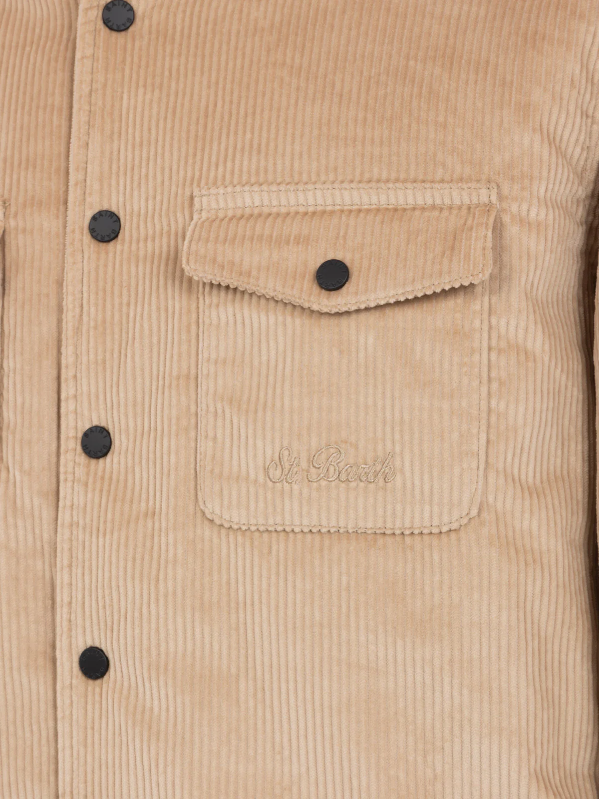 Chalet corduroy overshirt in beige solid color - Image 4