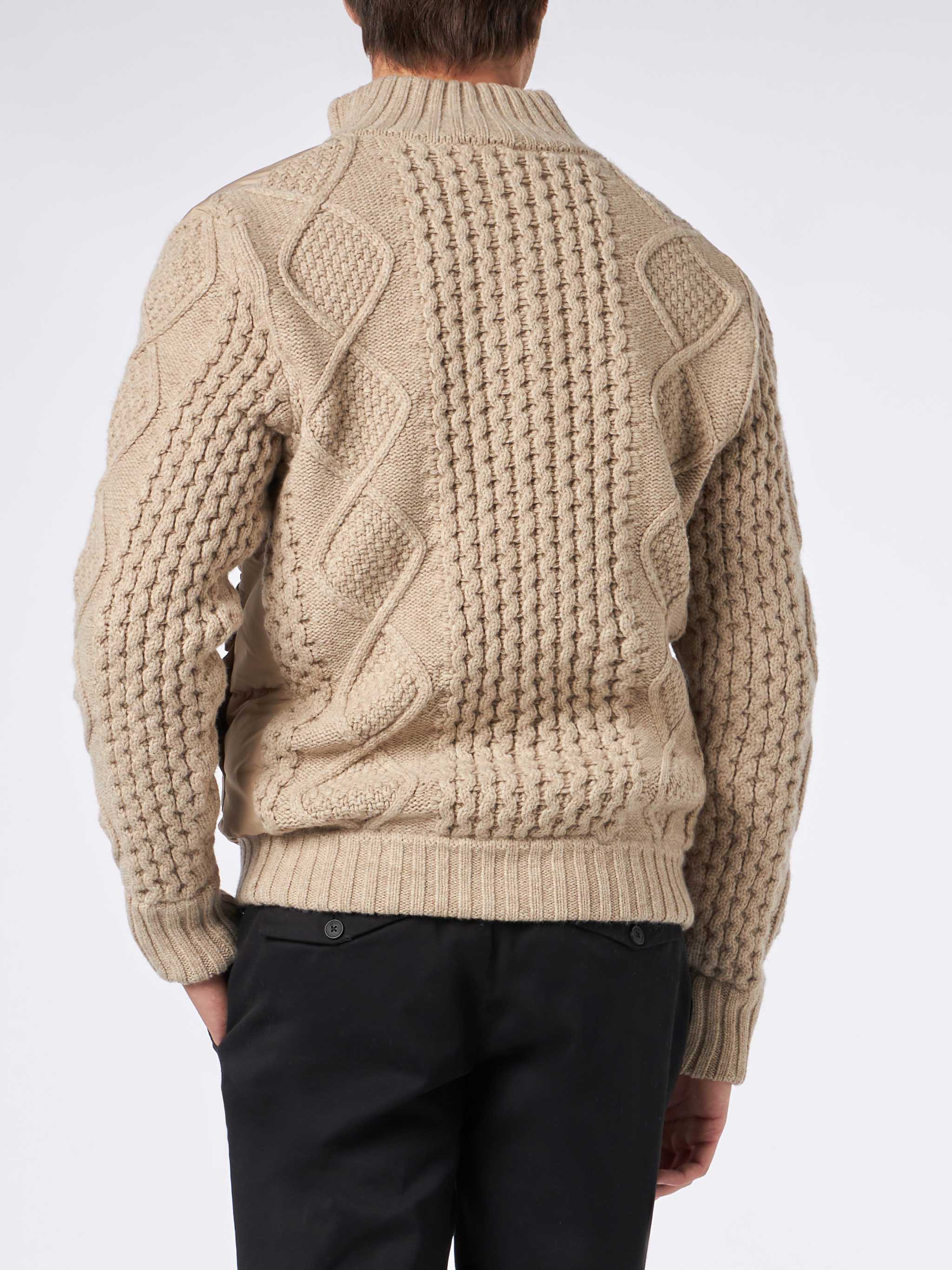 Whistler beige quilted jacket with braided knitted sleeves - Image 2