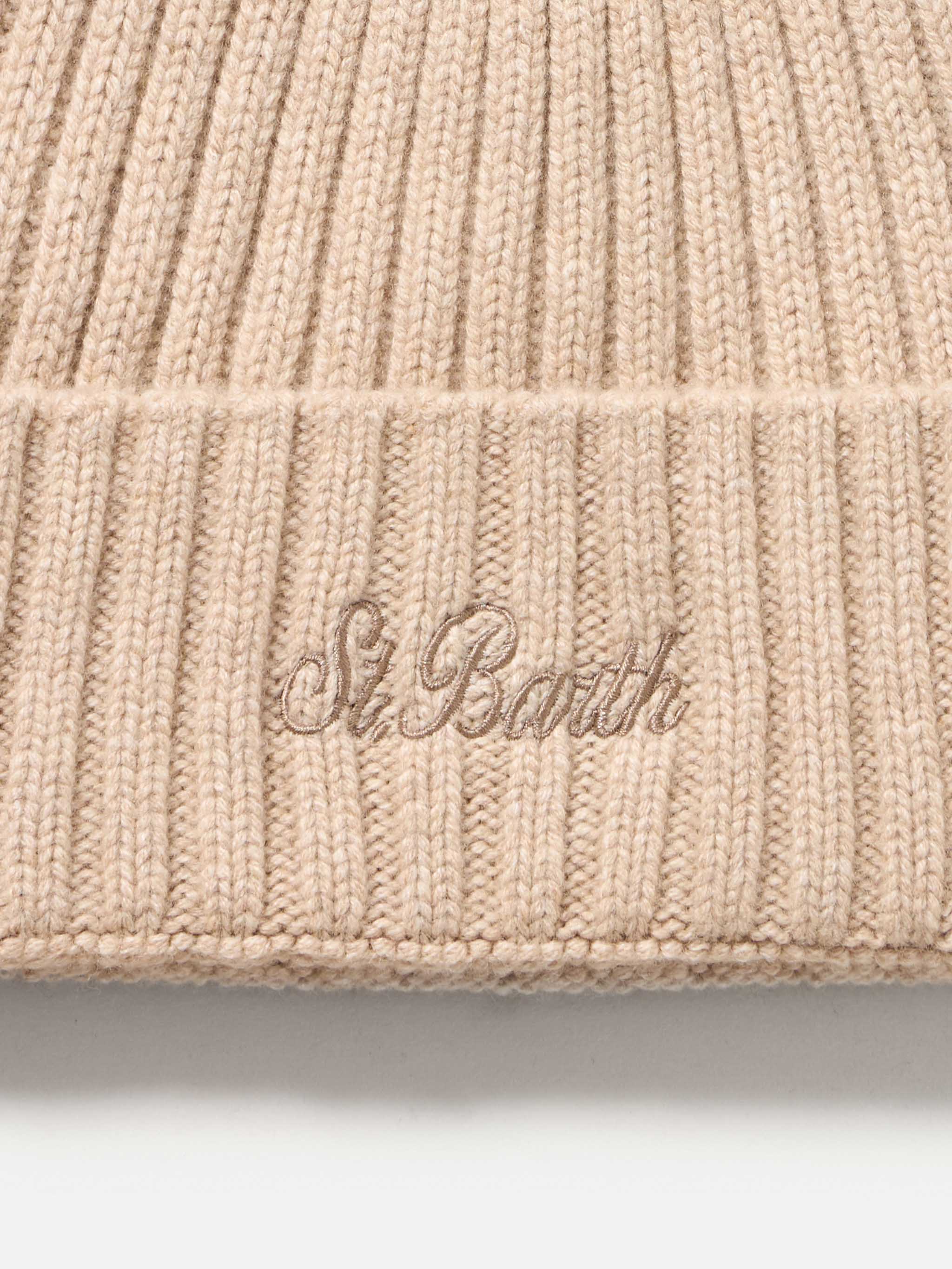 Beige beanie Wengen in 100% CASHMERE - Image 3