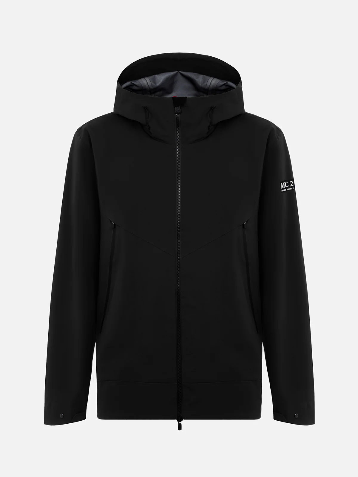 Parson 3 layer technical fabric jacket in black solid color - Image 5