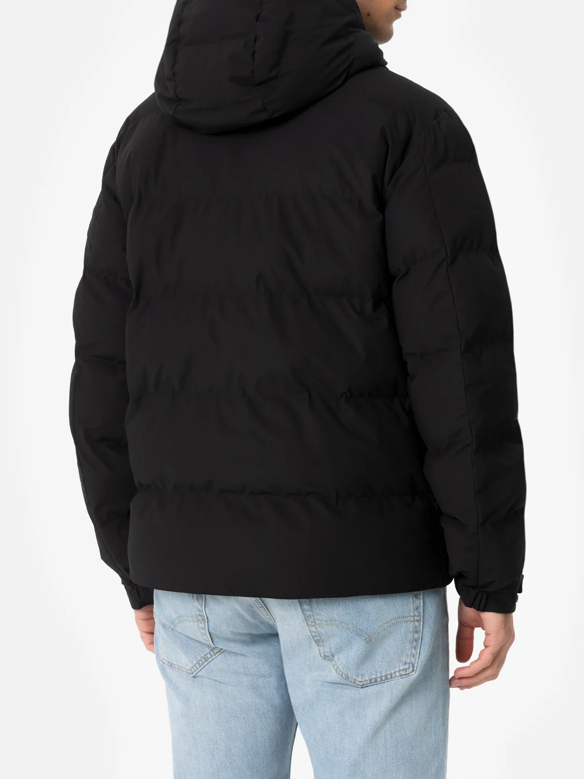 Maier padded hooded jacket in technical fabric in black solid color - Image 4