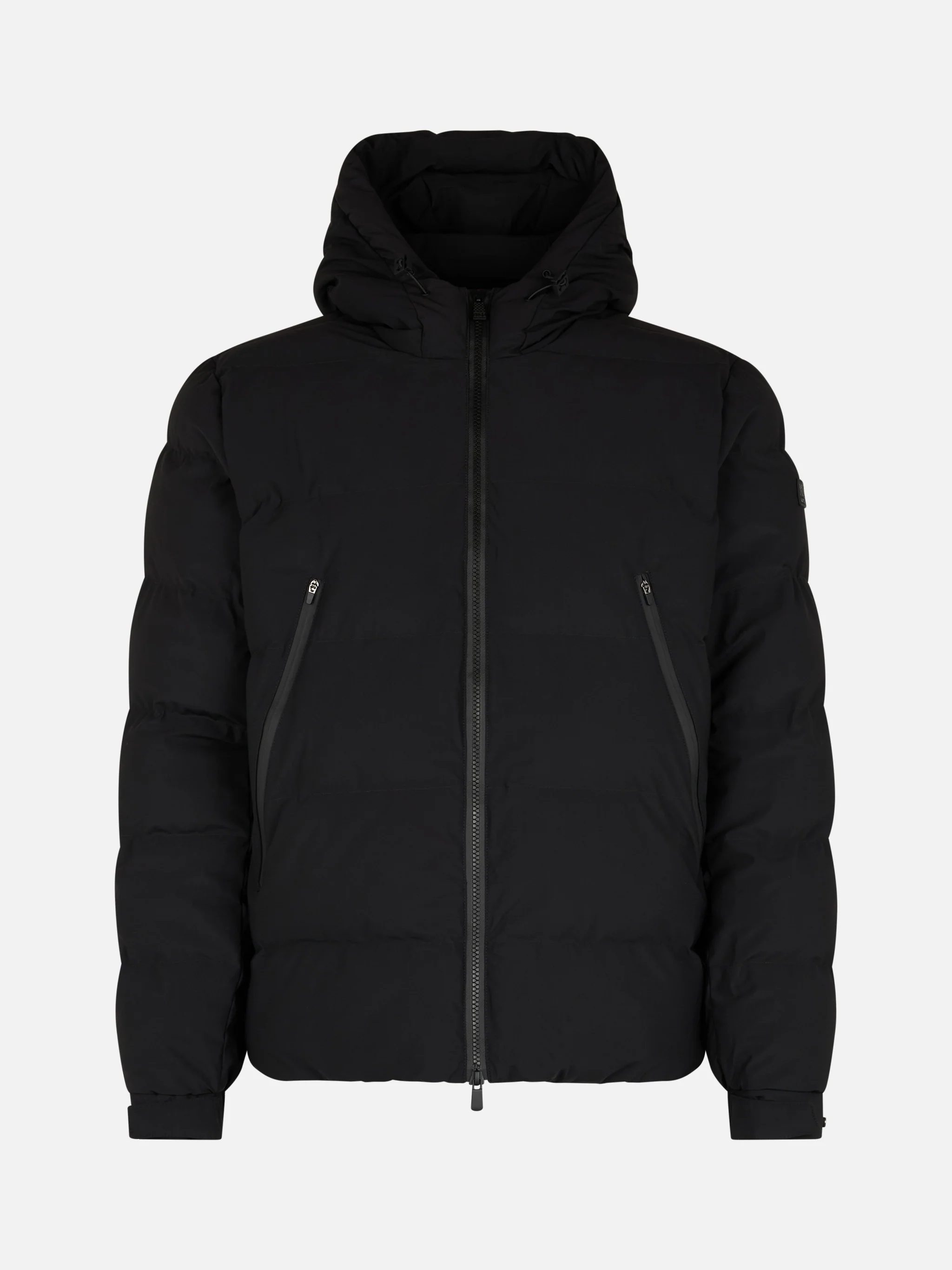 Maier padded hooded jacket in technical fabric in black solid color - Image 5