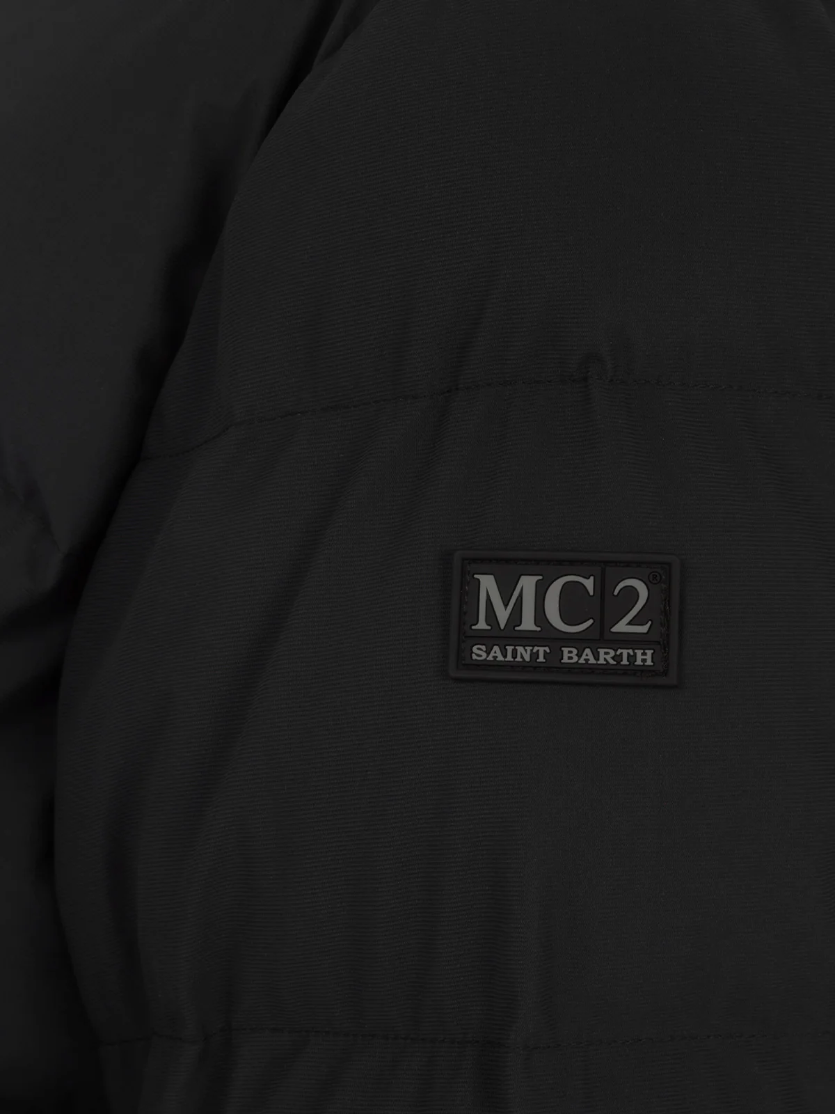 Maier padded hooded jacket in technical fabric in black solid color - Image 7