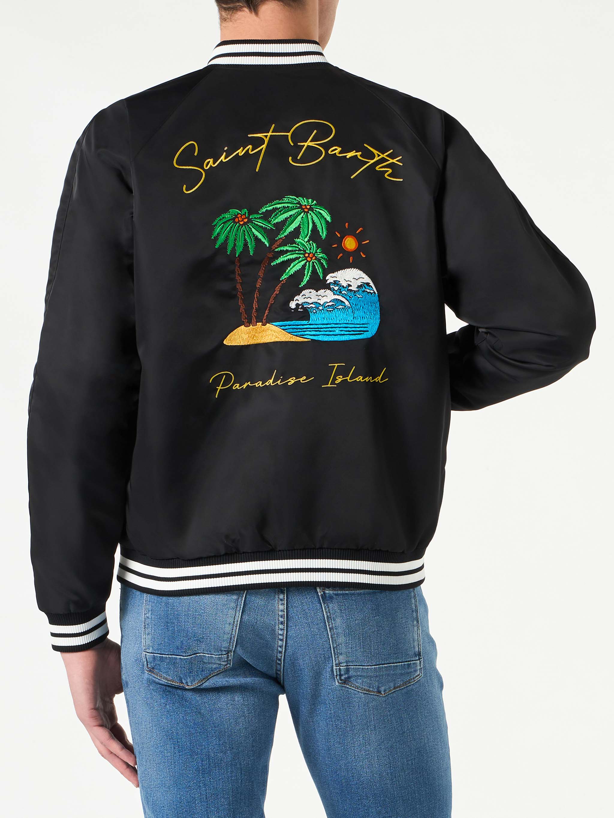 Oakland black jacket with Saint Barth embroidery - Image 2