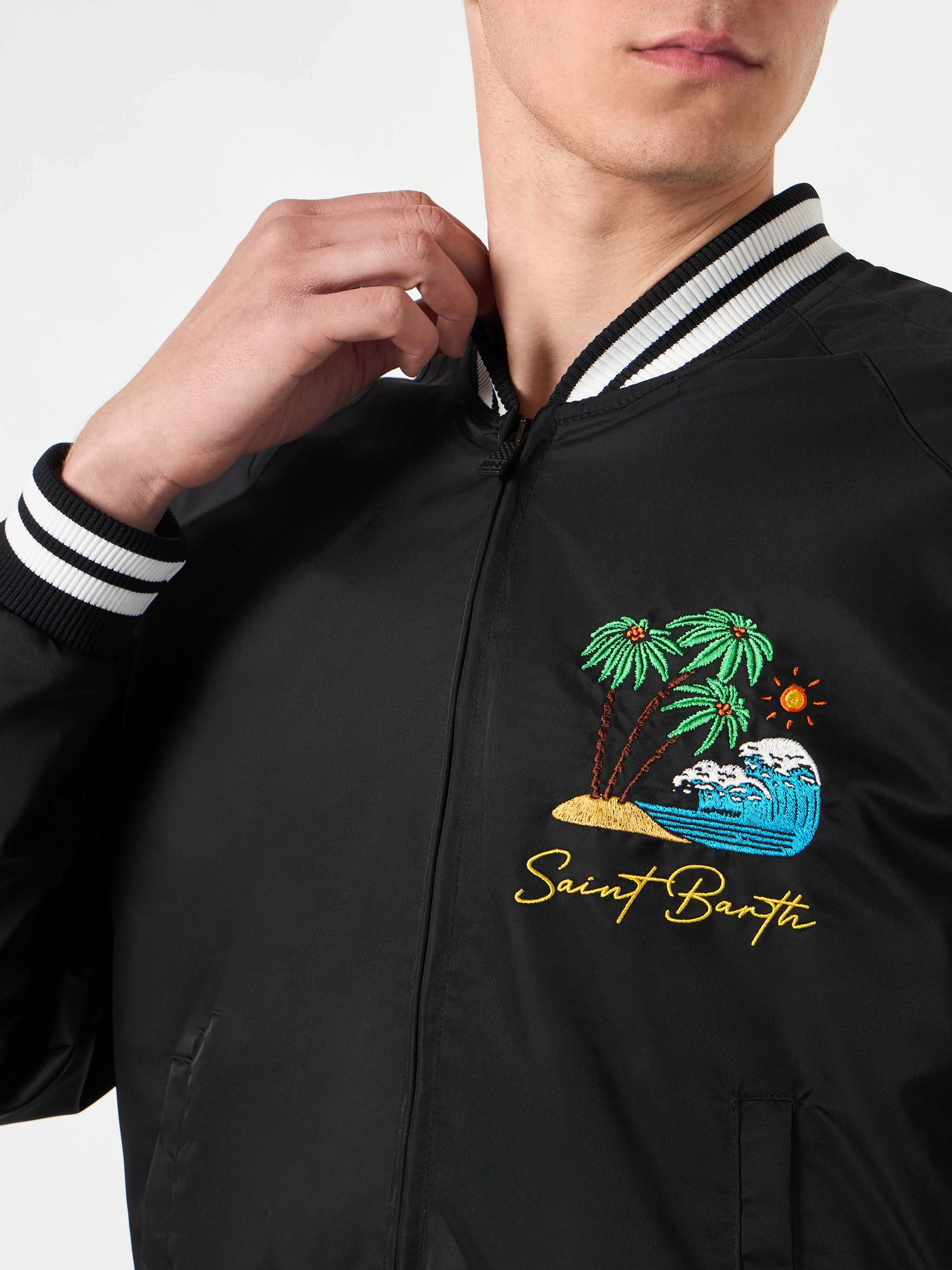 Oakland black jacket with Saint Barth embroidery - Image 3