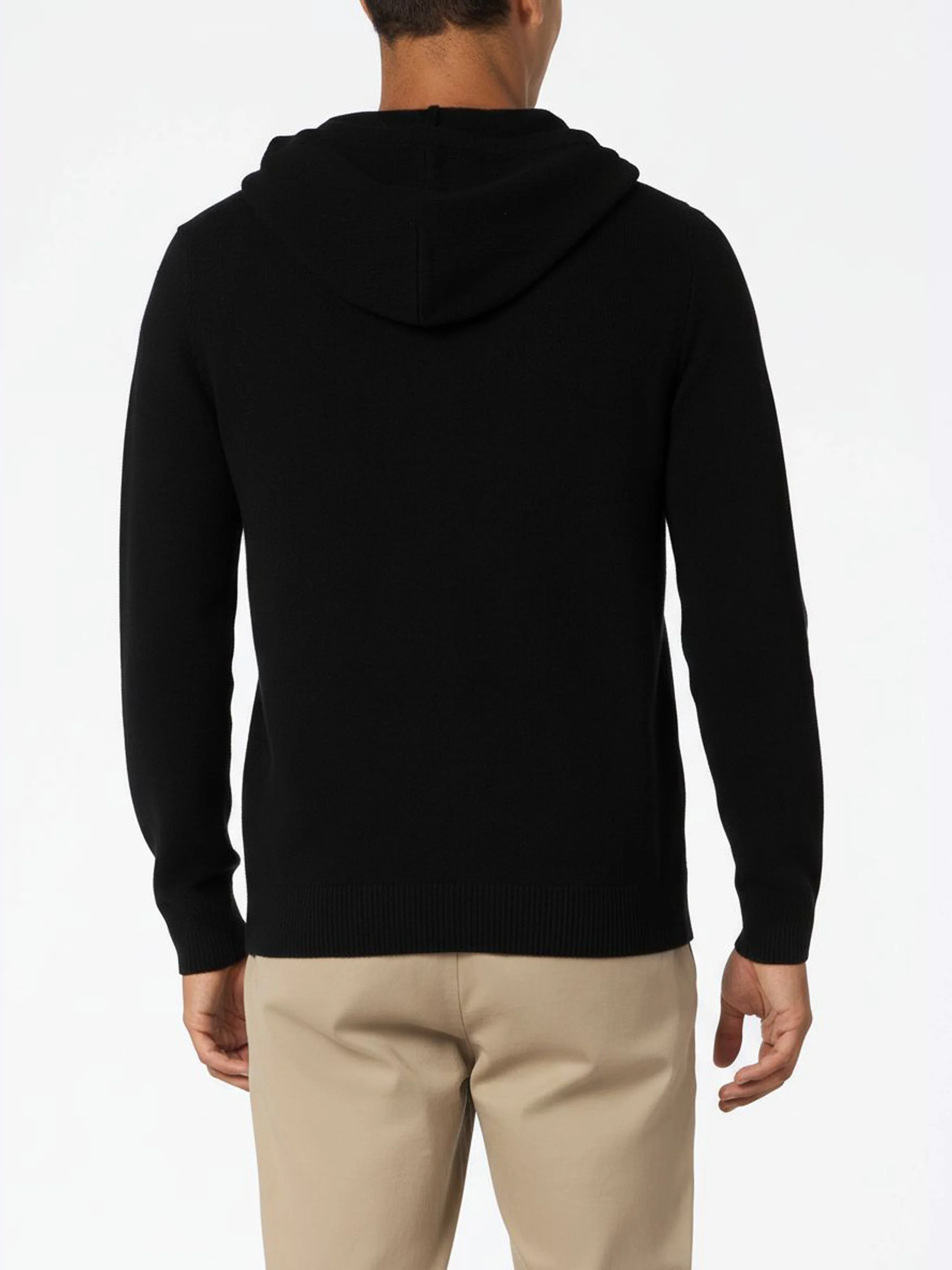 Notting wool hooded sweater in black solid color - Image 3
