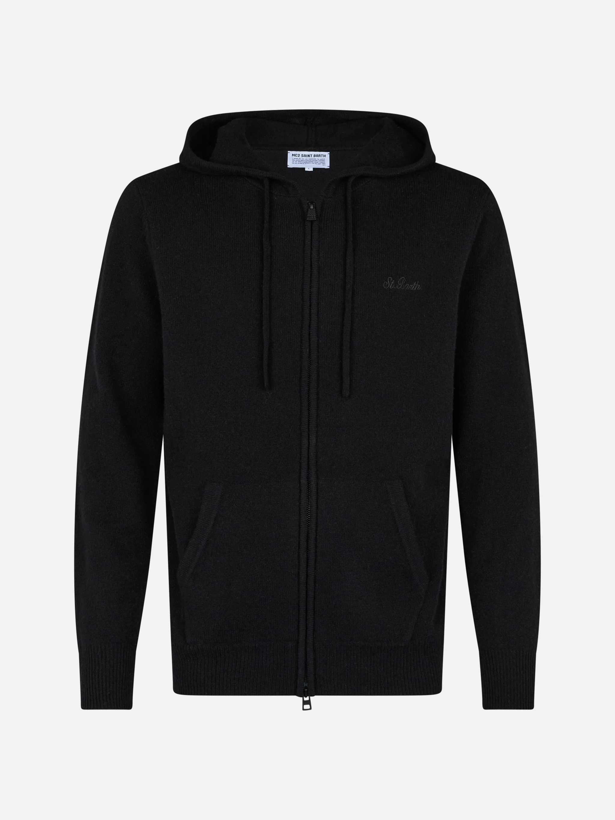 Notting wool hooded sweater in black solid color - Image 4