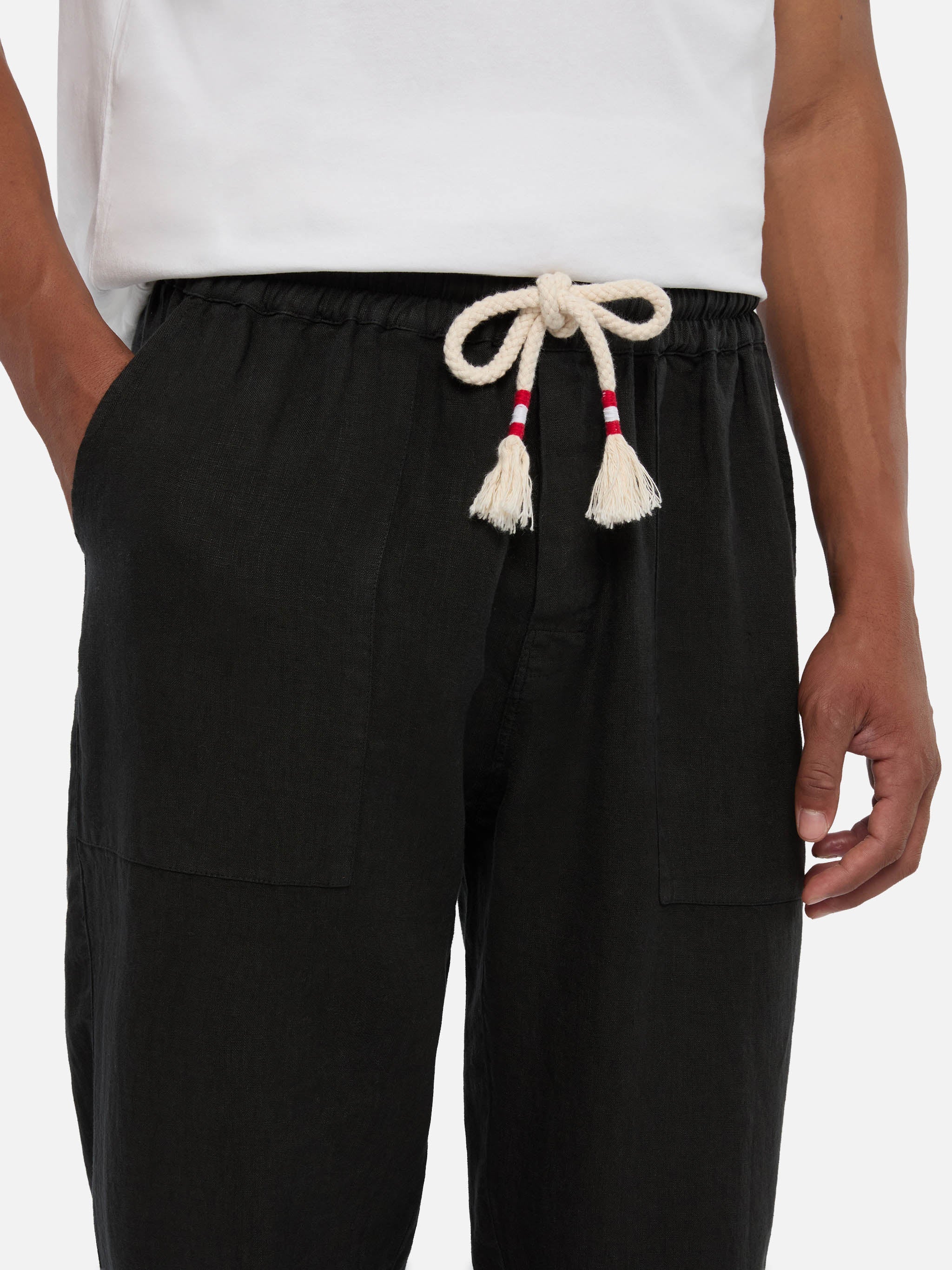 Calais black vintage linen pants - Image 2