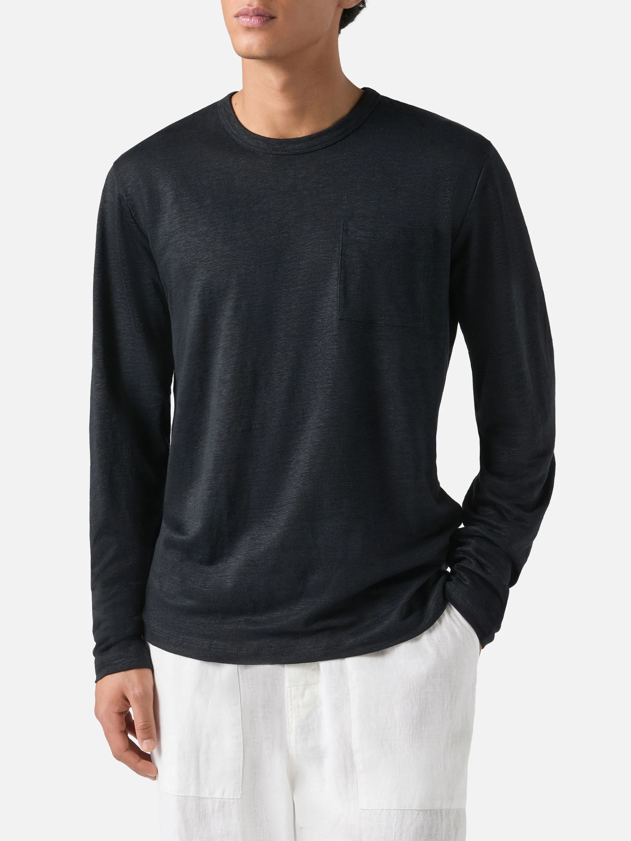 Ecstasea linen t-shirt in black solid color - Image 2