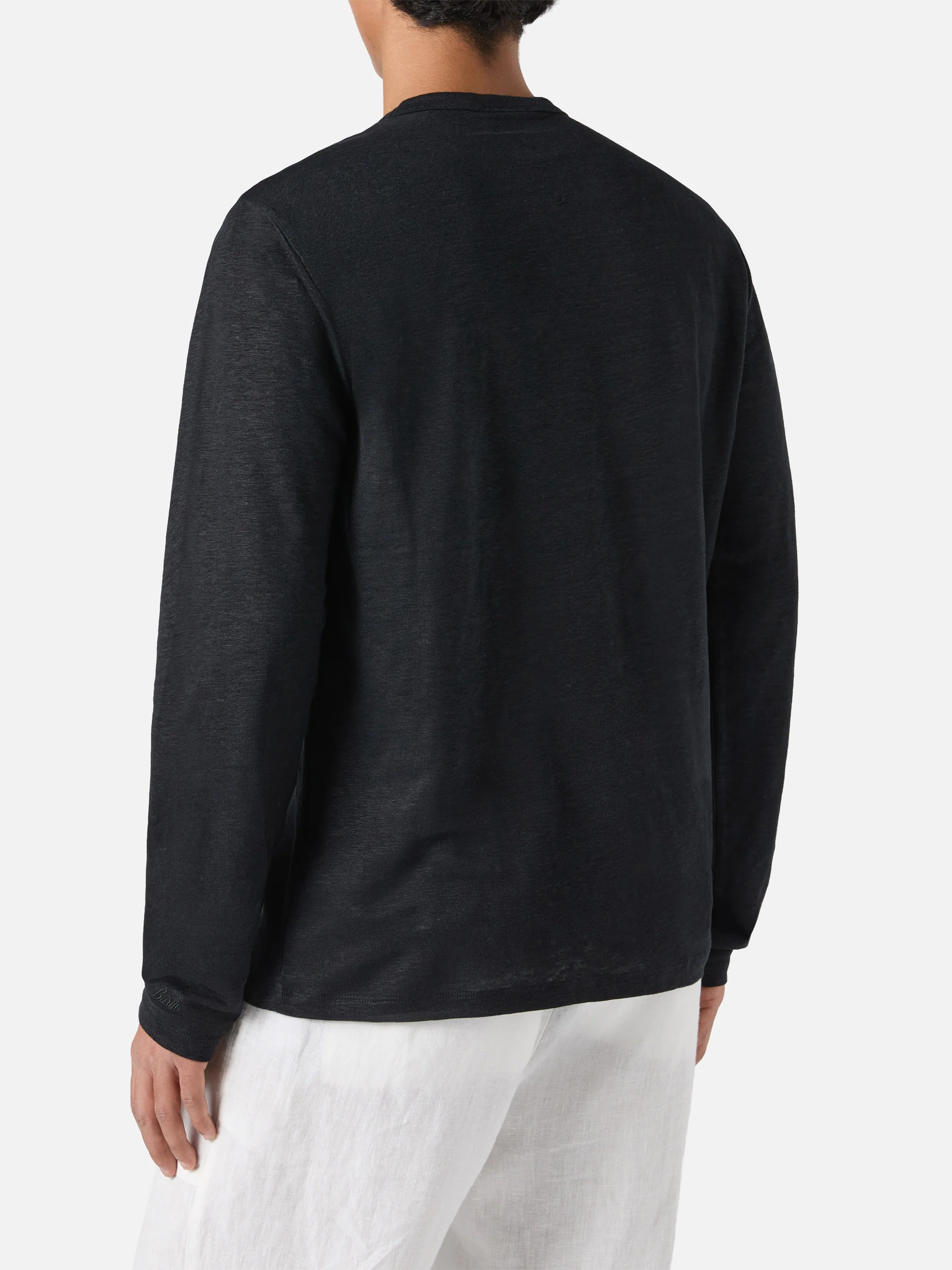 Ecstasea linen t-shirt in black solid color - Image 4