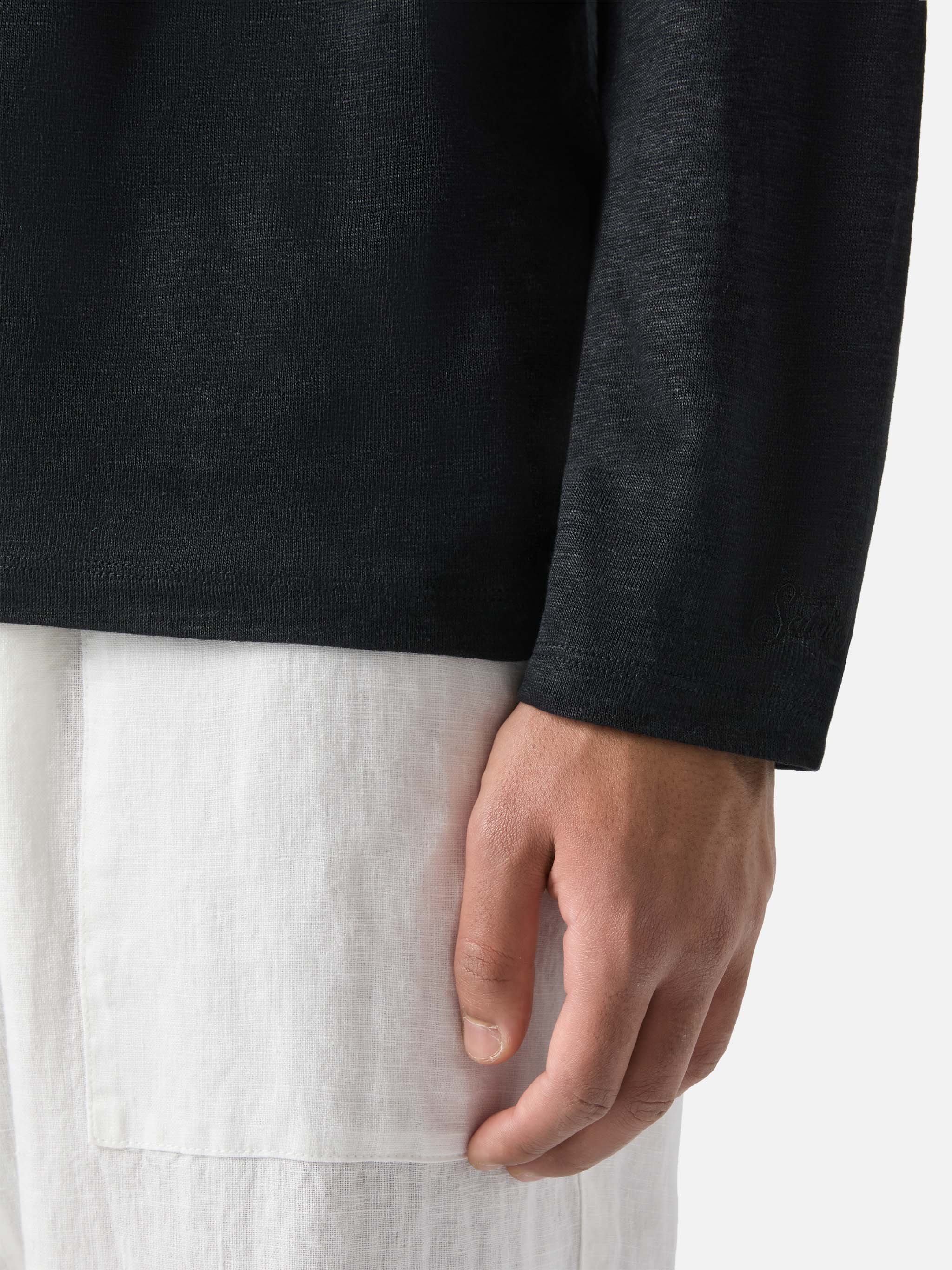 Ecstasea linen t-shirt in black solid color - Image 5