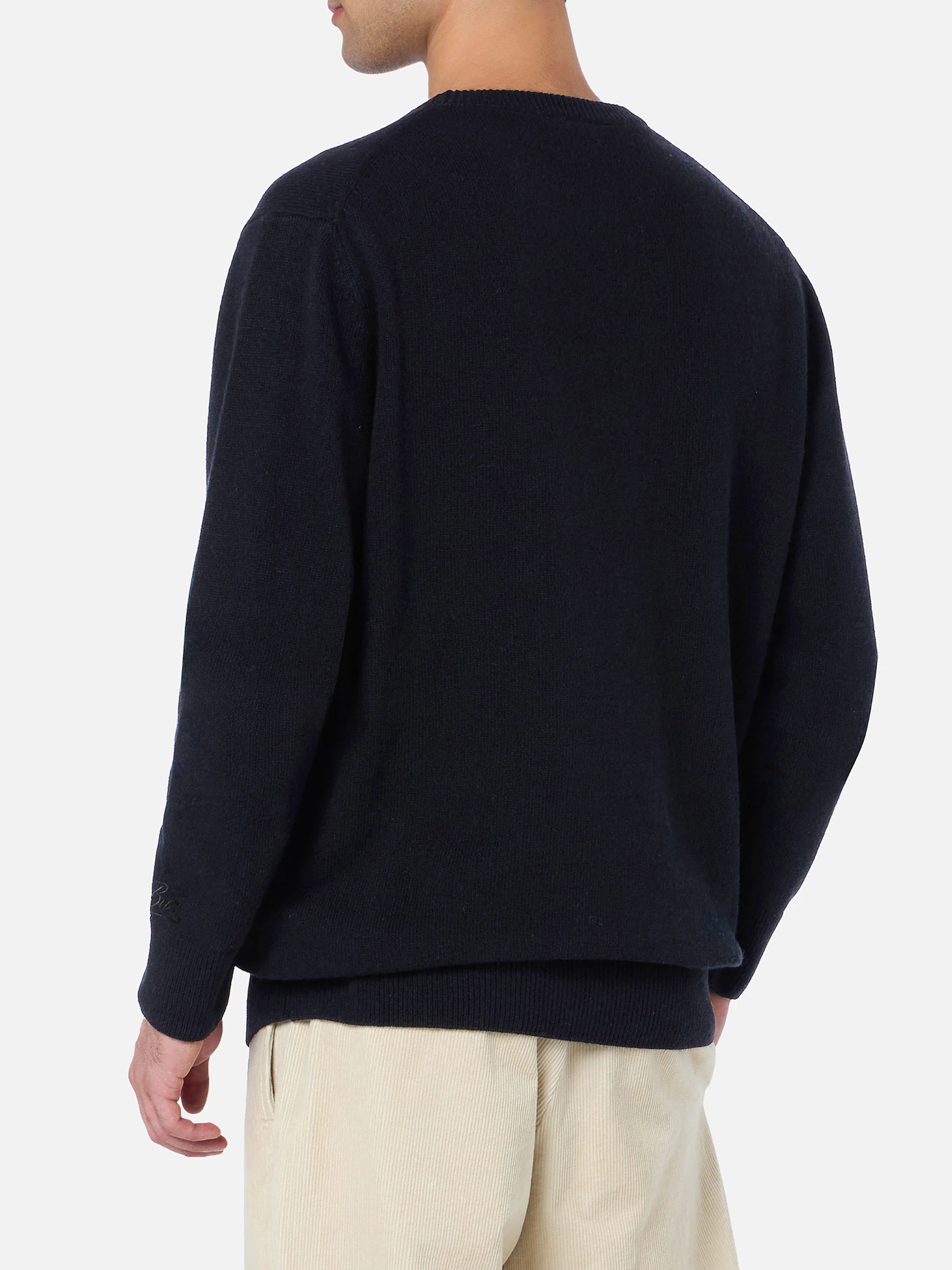 Regent crewneck sweater in 100% black CASHMERE - Image 3