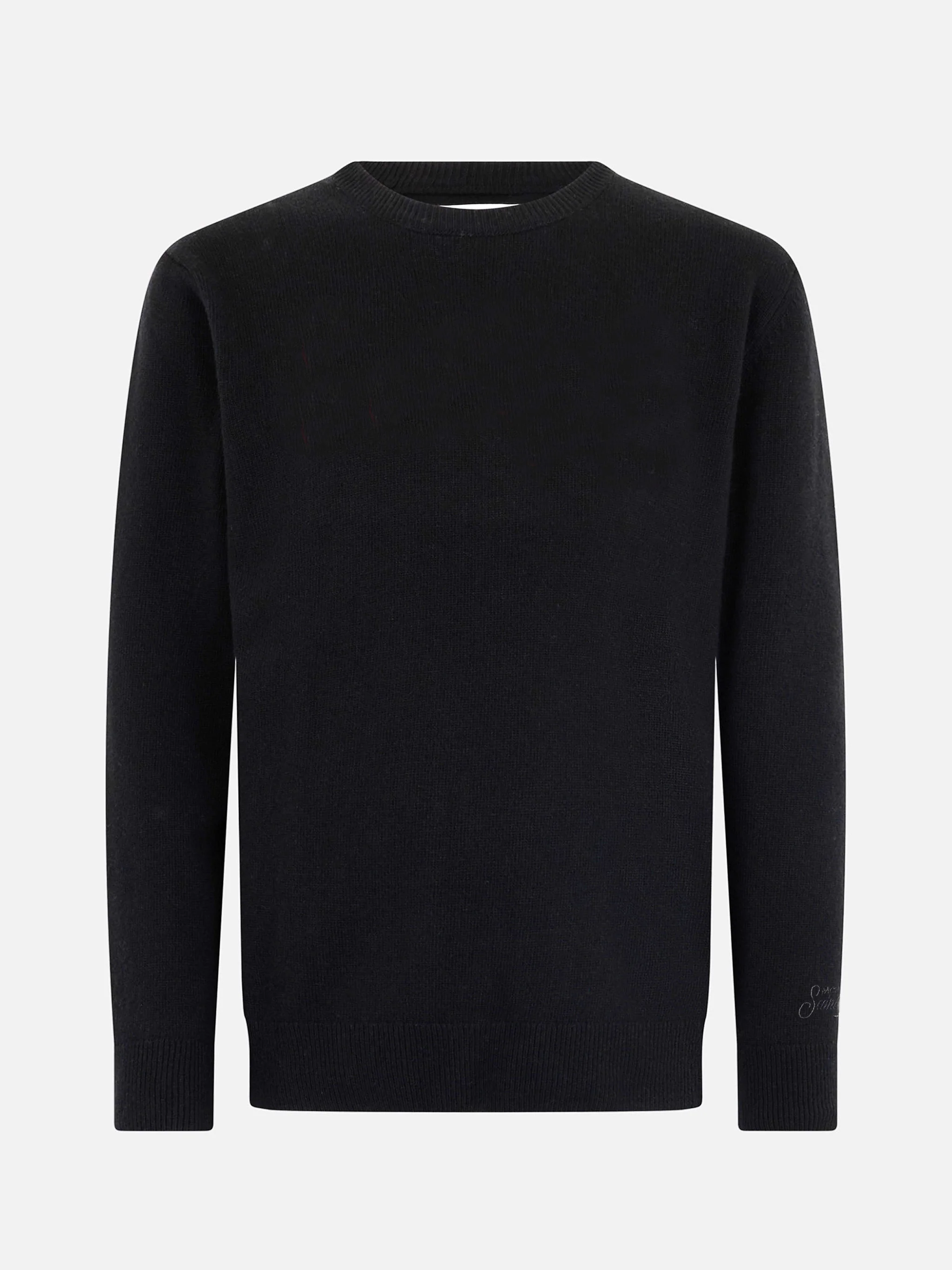 Regent crewneck sweater in 100% black CASHMERE - Image 4