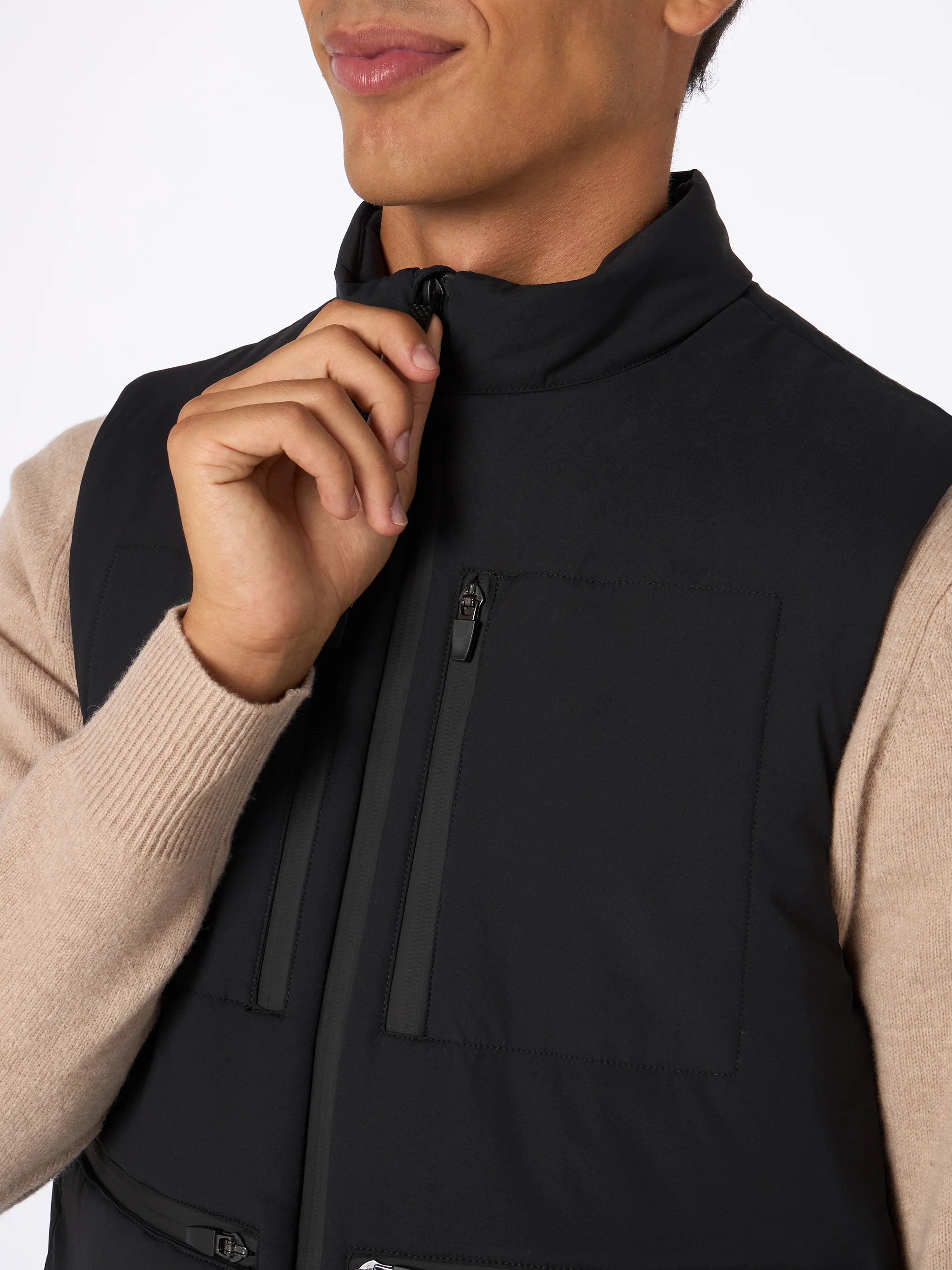 Vonn padded vest in technical fabric in black solid color - Image 2
